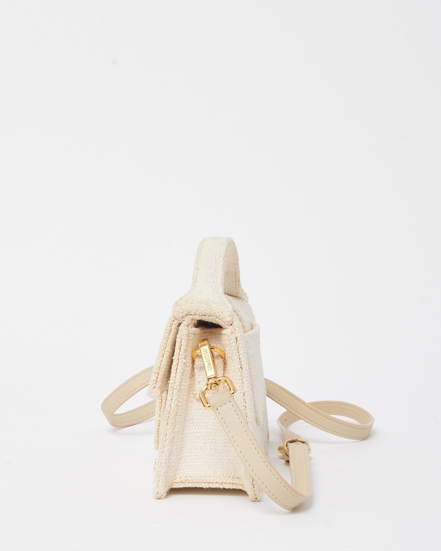 Jacquemus Off White Tweed Le Grand Bambino Bag with Strap