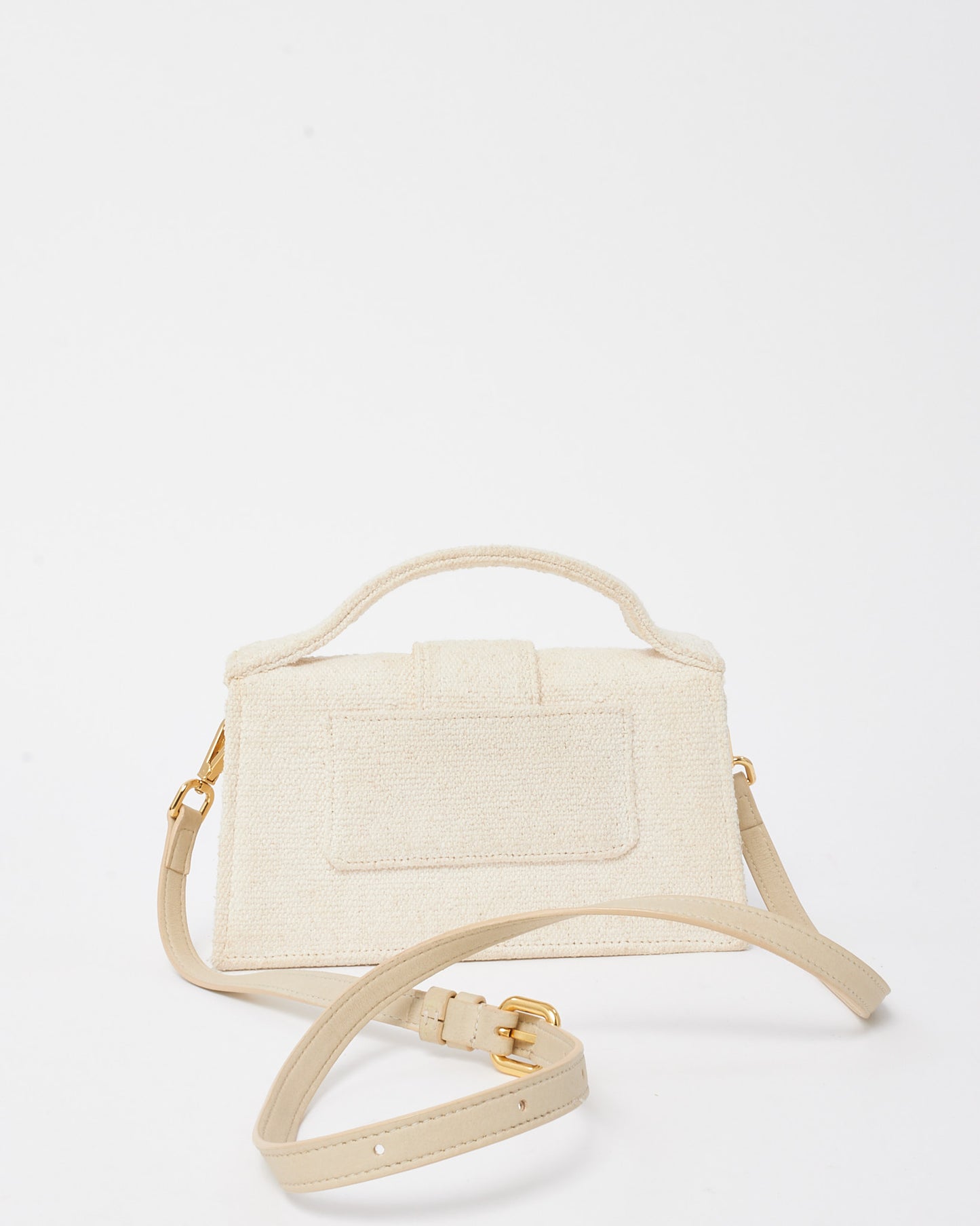 Jacquemus Off White Tweed Le Grand Bambino Bag with Strap