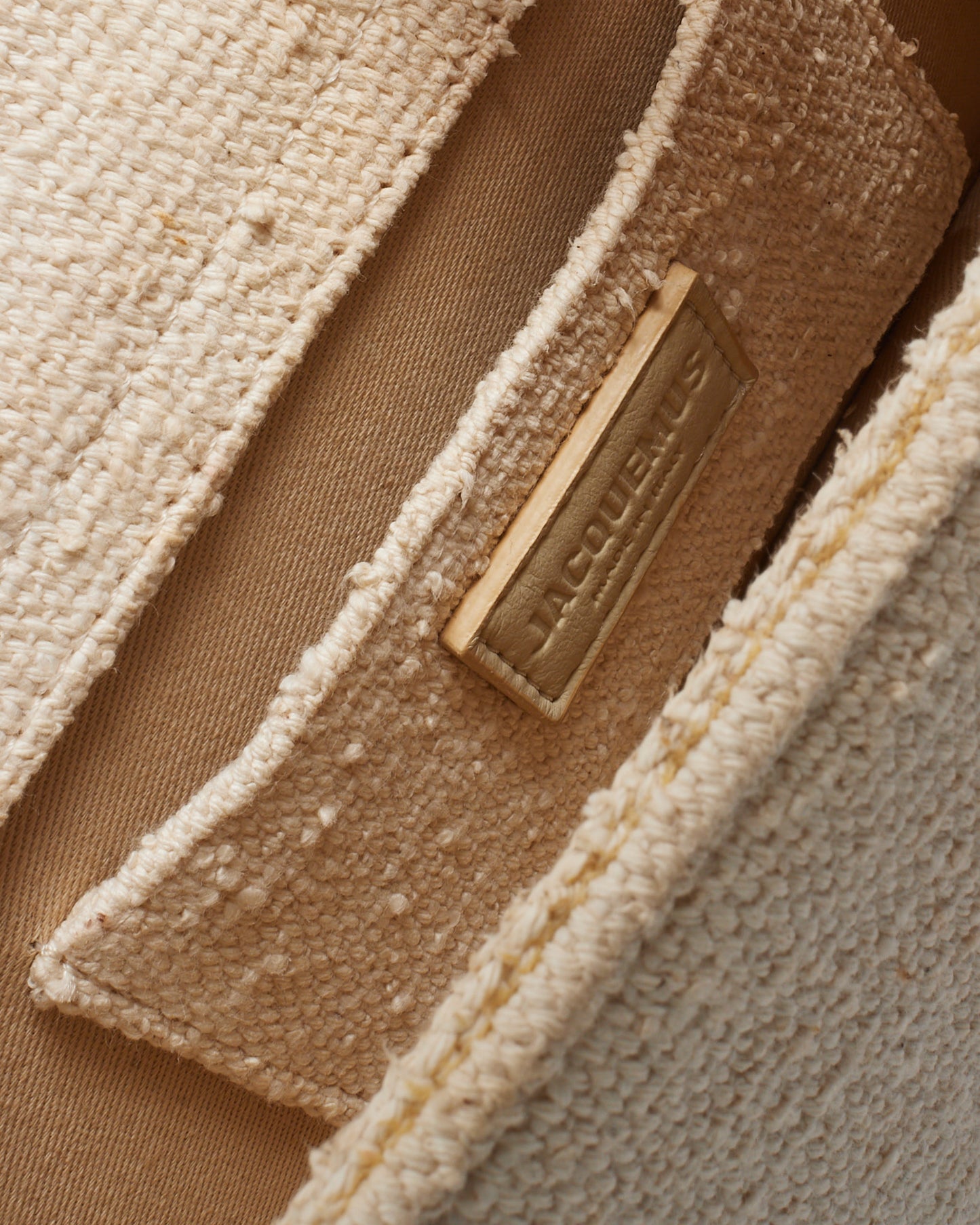 Jacquemus Off White Tweed Le Grand Bambino Bag with Strap