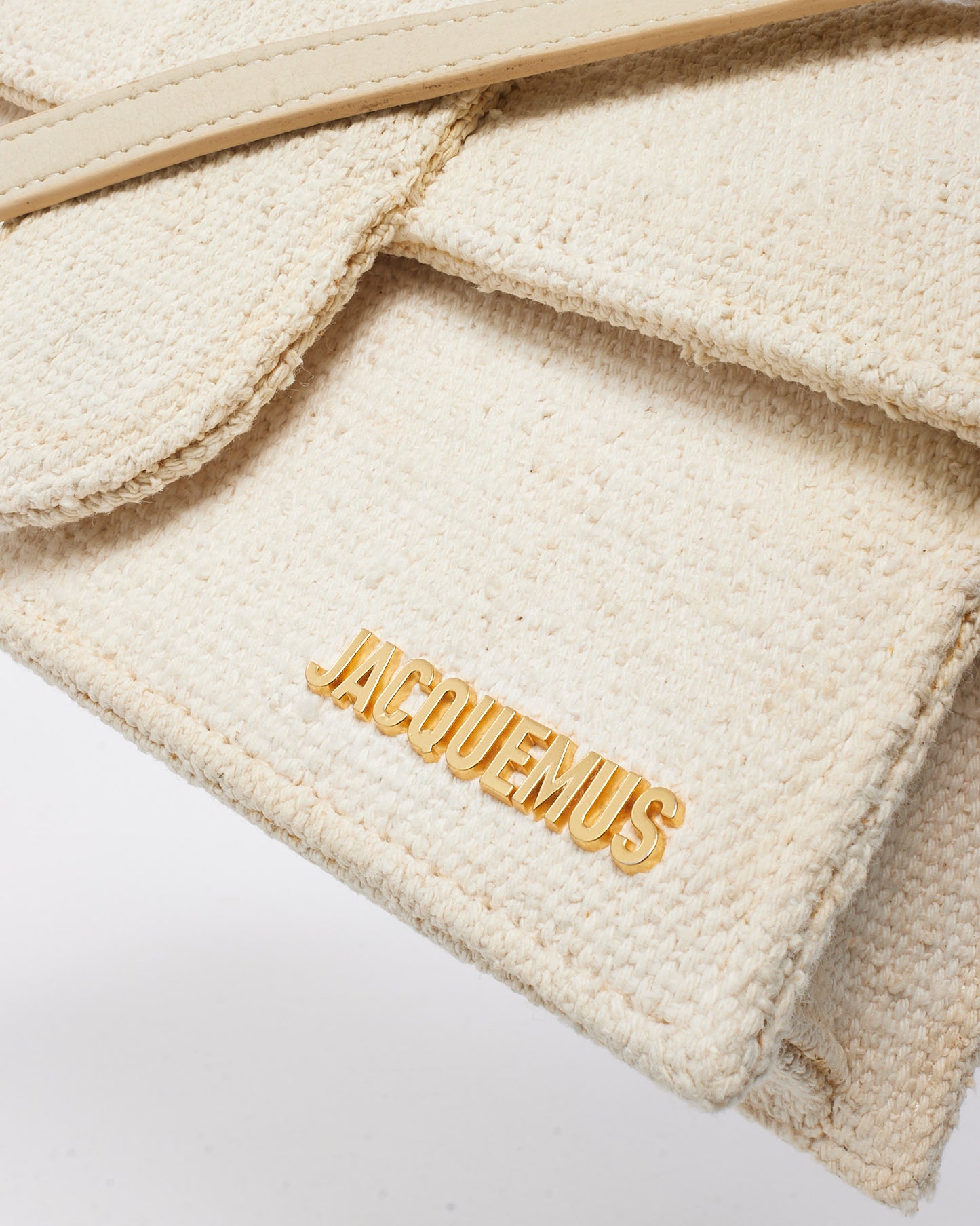 Jacquemus Off White Tweed Le Grand Bambino Bag with Strap