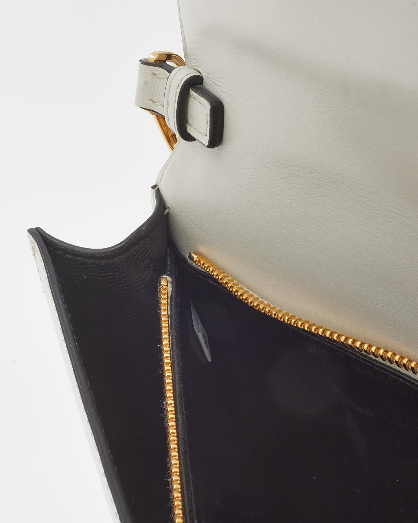 Prada White Saffiano Leather Envelope Flap Logo Chain Shoulder Bag