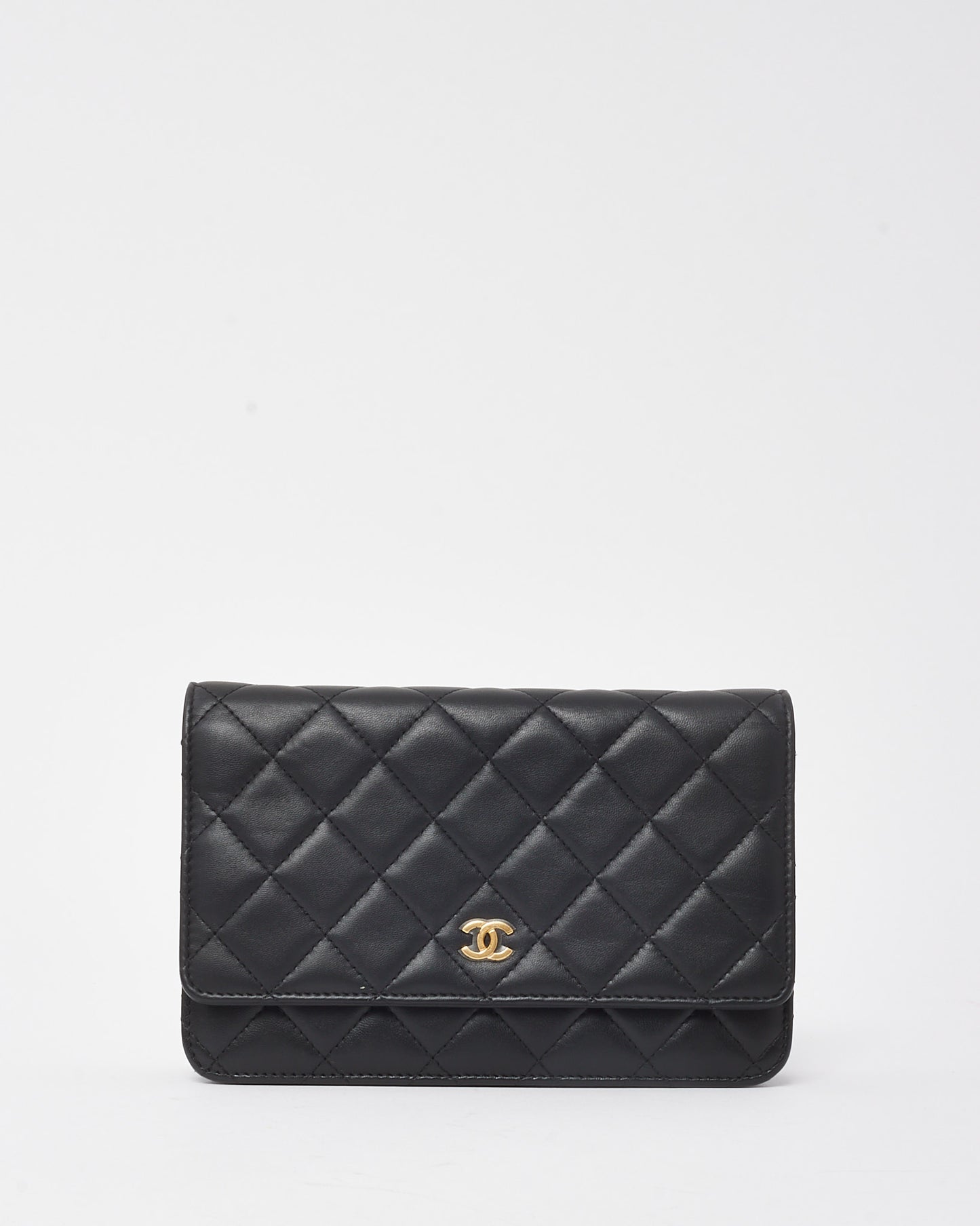 Chanel Black Quilted Lambskin Leather WOC Wallet on Chain Crossbody Bag GHW