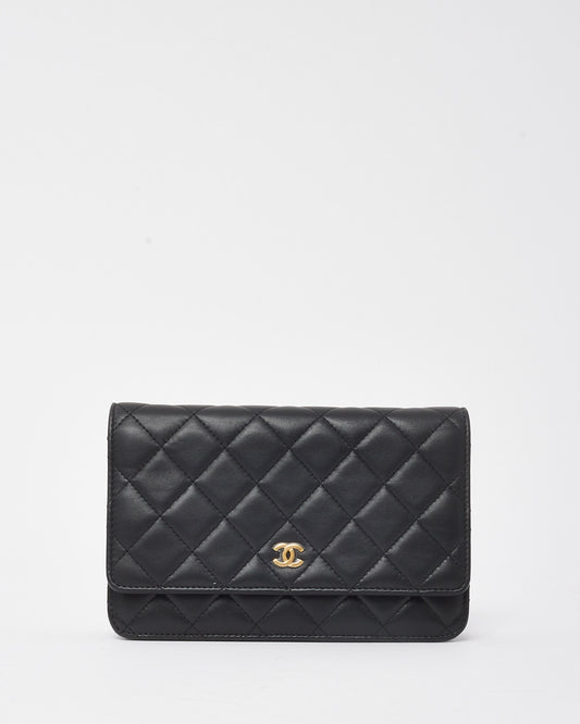 Chanel Black Quilted Lambskin Leather WOC Wallet on Chain Crossbody Bag GHW