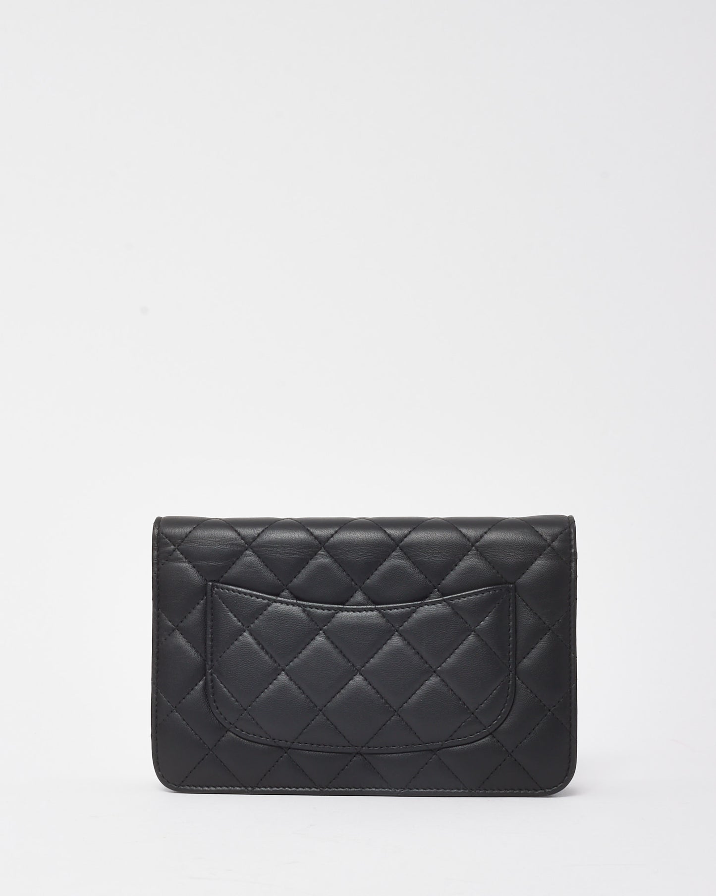 Chanel Black Quilted Lambskin Leather WOC Wallet on Chain Crossbody Bag GHW