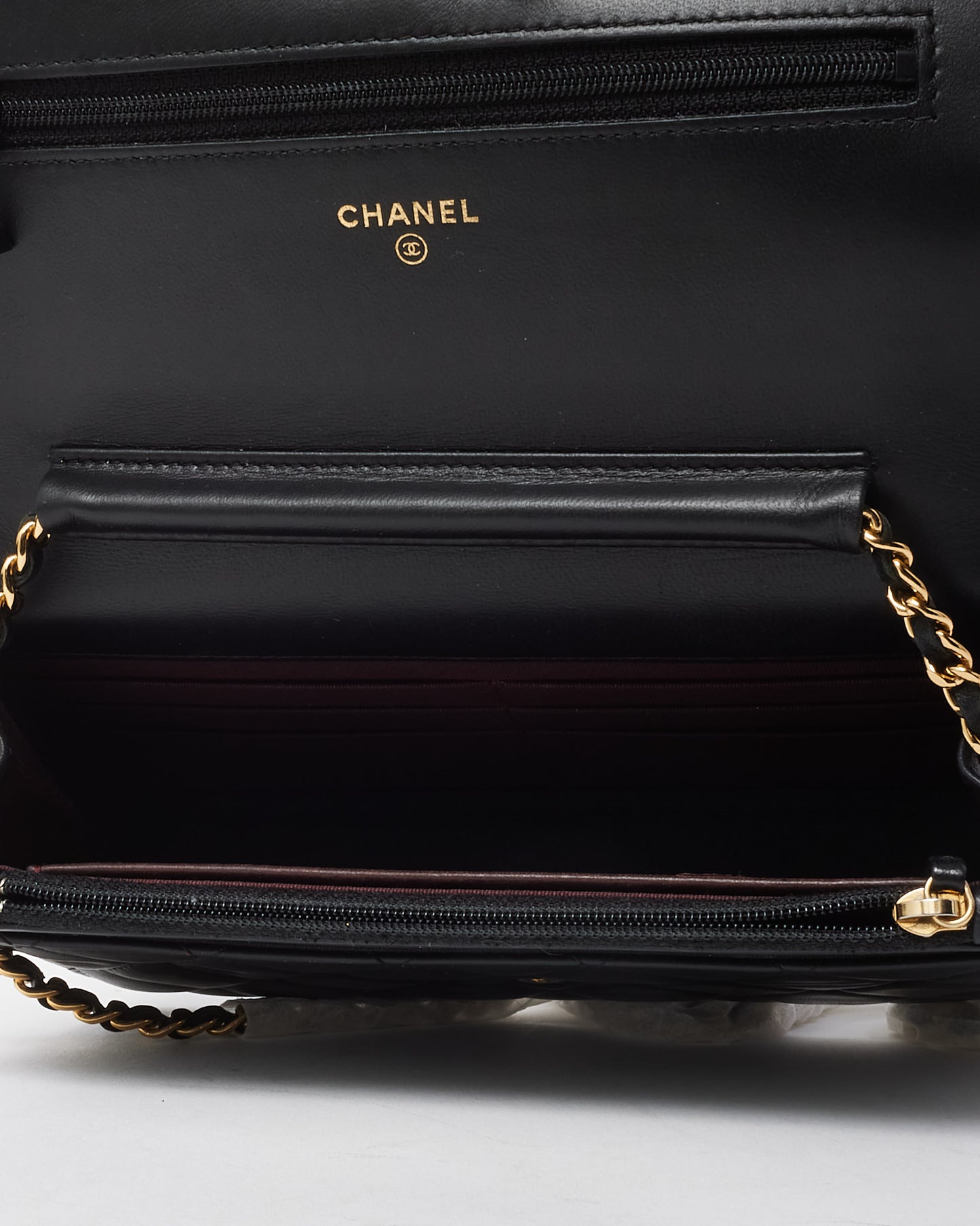 Chanel Black Quilted Lambskin Leather WOC Wallet on Chain Crossbody Bag GHW