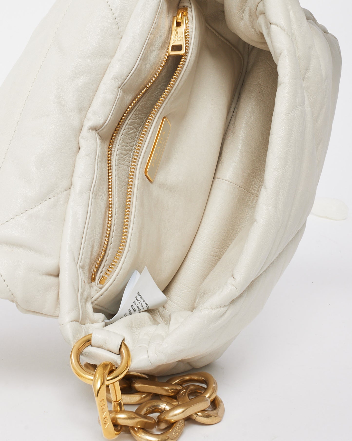 Prada White Nappa Leather System 2022 Flap Chain Shoulder Bag