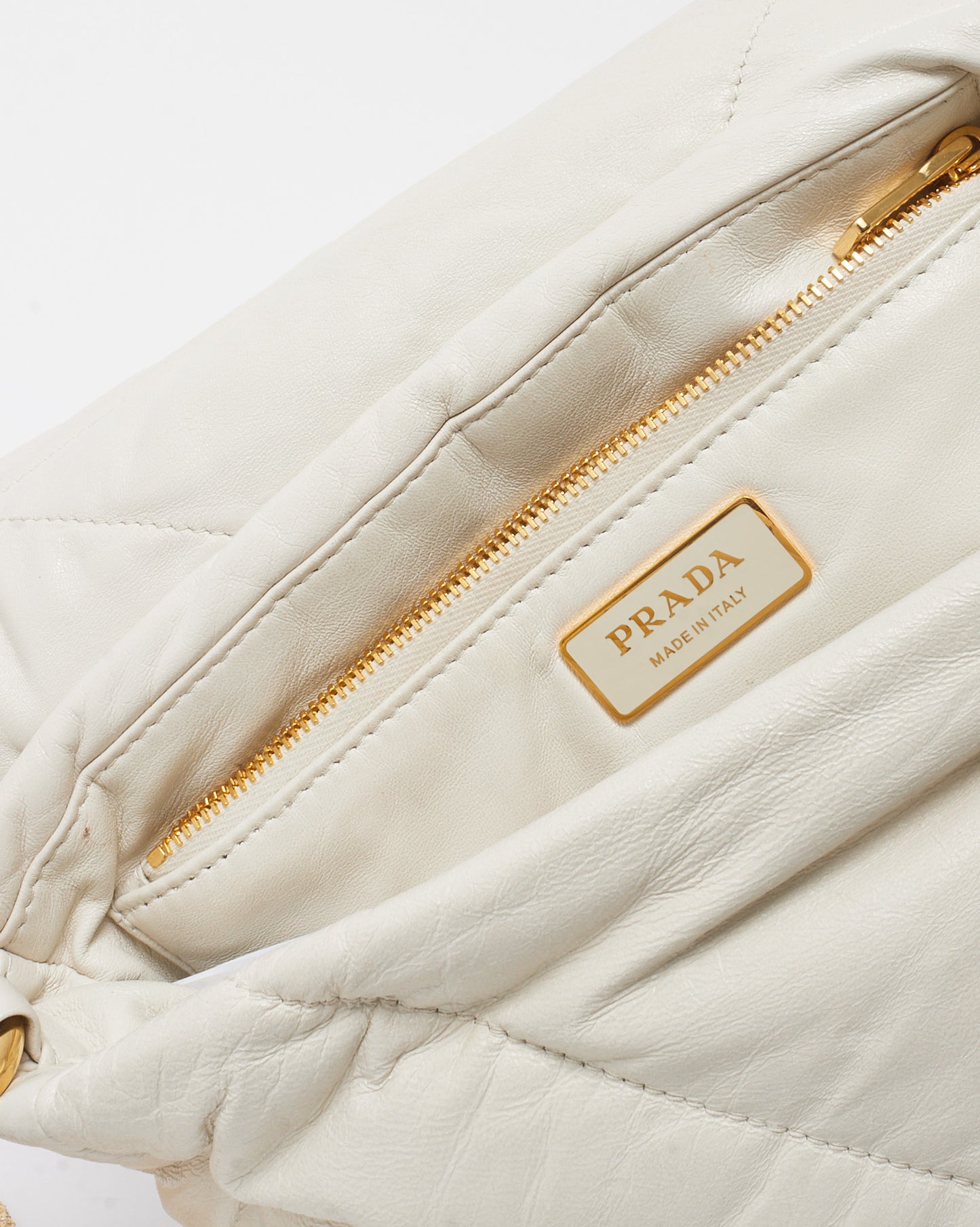 Prada White Nappa Leather System 2022 Flap Chain Shoulder Bag