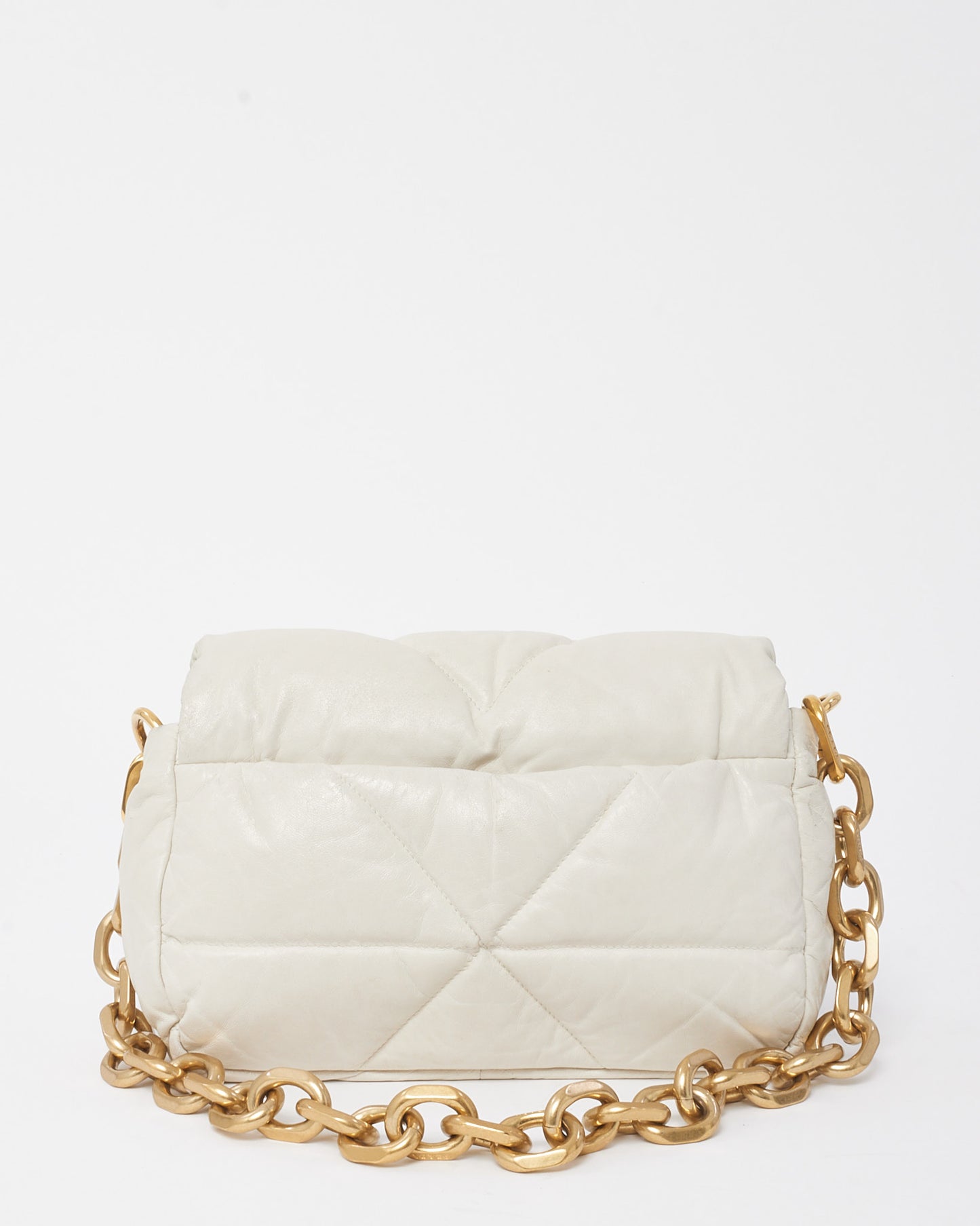 Prada White Nappa Leather System 2022 Flap Chain Shoulder Bag