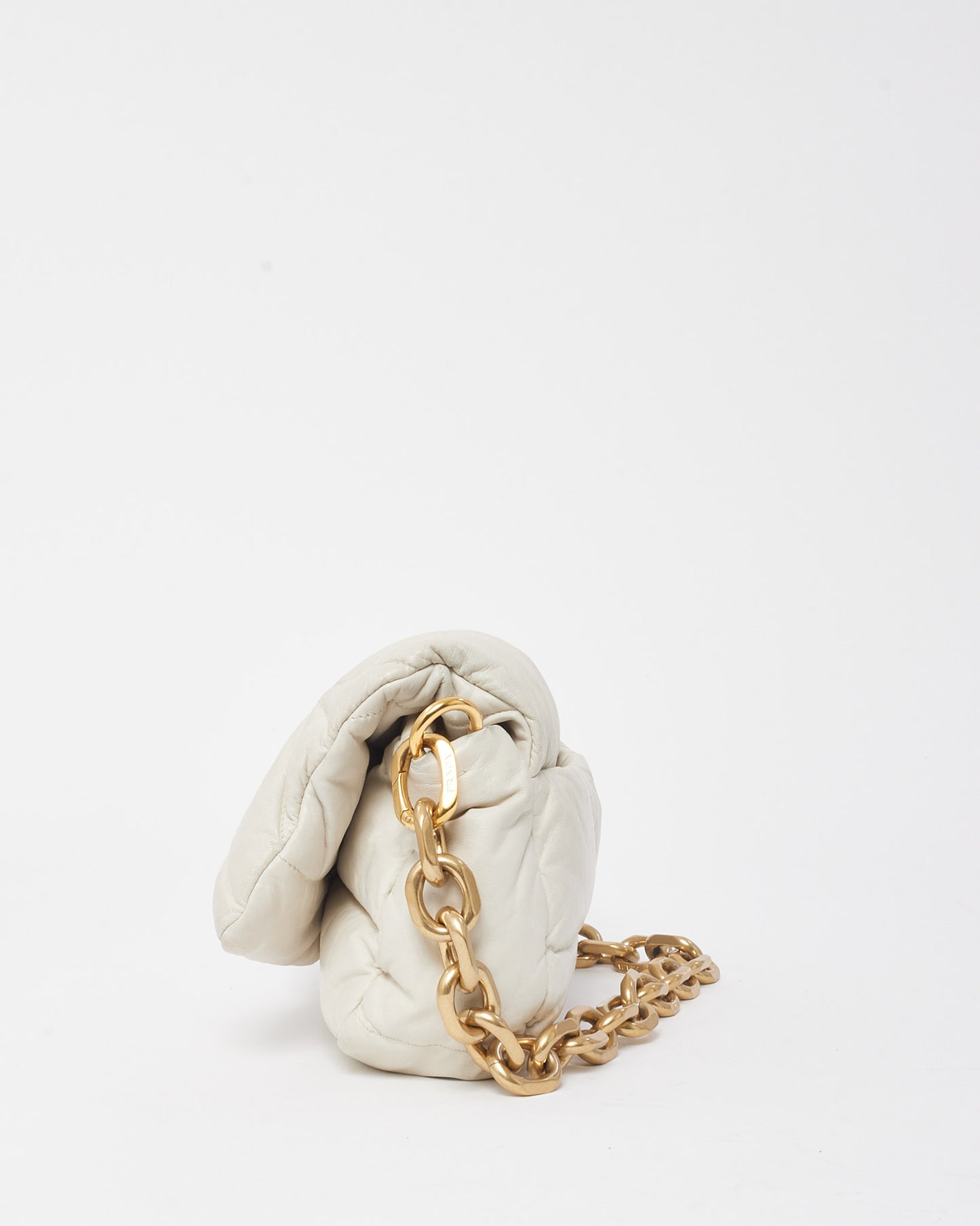 Prada White Nappa Leather System 2022 Flap Chain Shoulder Bag