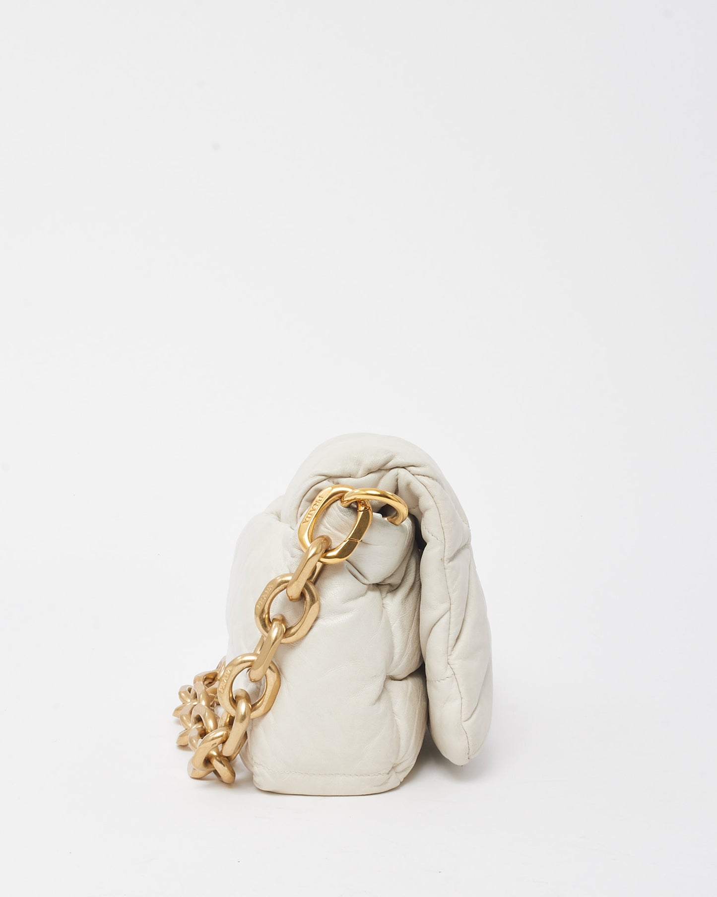 Prada White Nappa Leather System 2022 Flap Chain Shoulder Bag