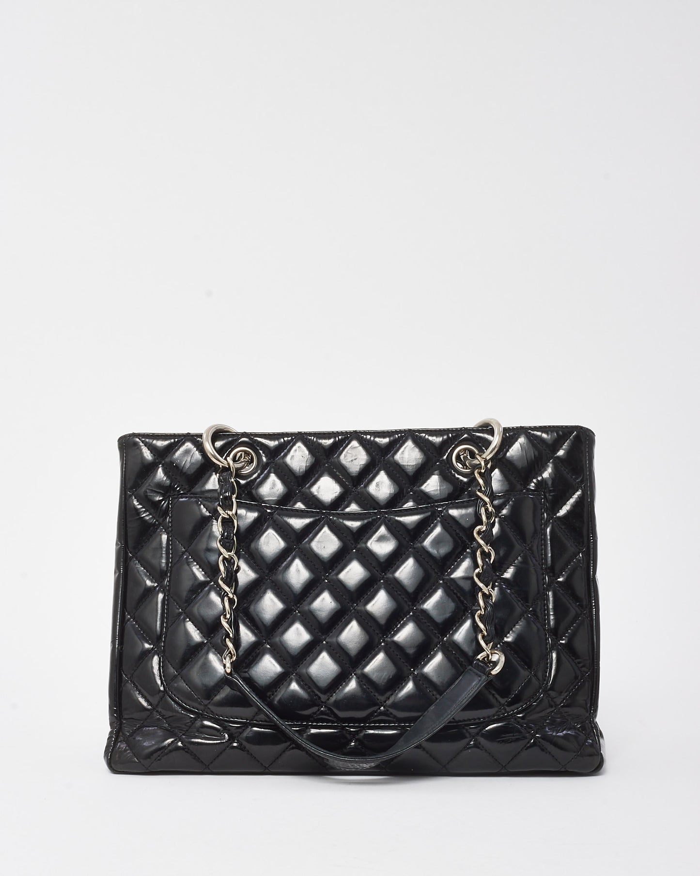 Chanel Black Patent Leather GST Shopper Tote Bag SHW