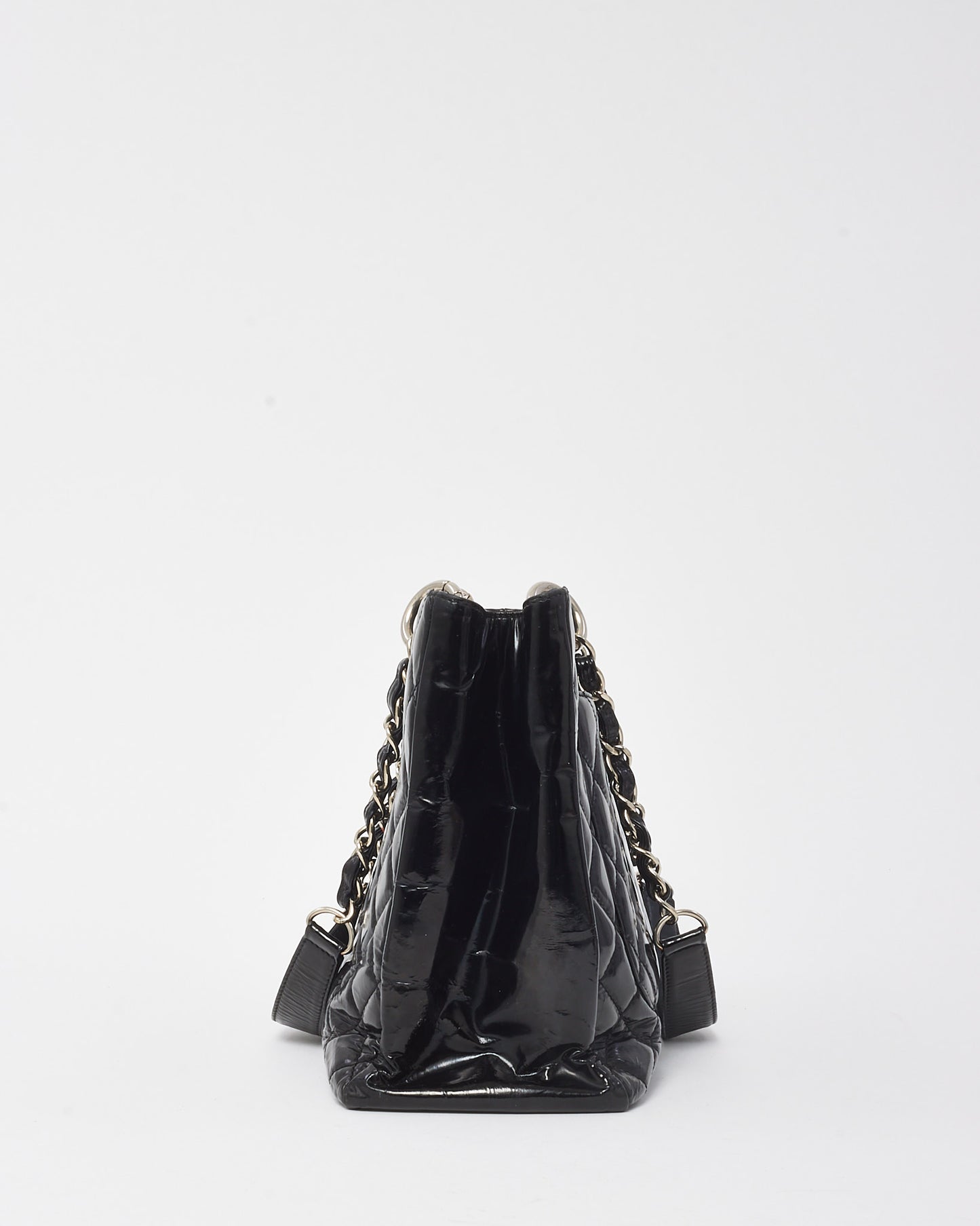 Chanel Black Patent Leather GST Shopper Tote Bag SHW