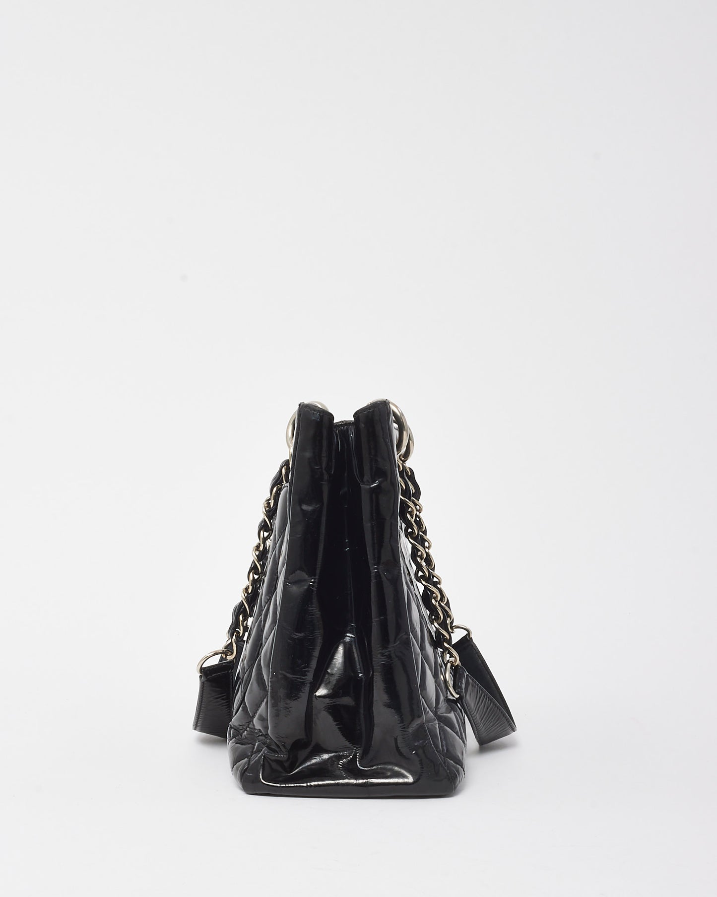 Chanel Black Patent Leather GST Shopper Tote Bag SHW