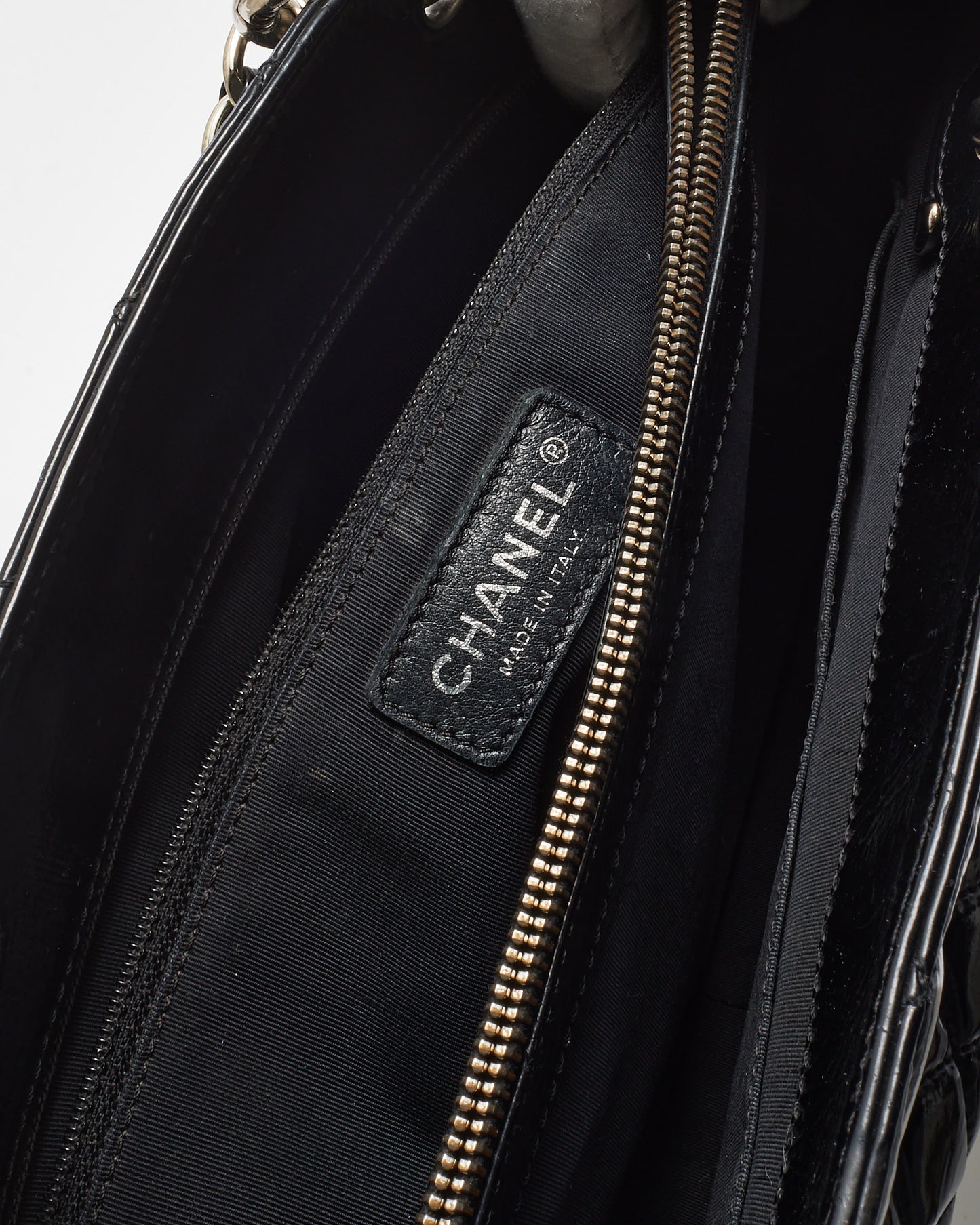 Chanel Black Patent Leather GST Shopper Tote Bag SHW