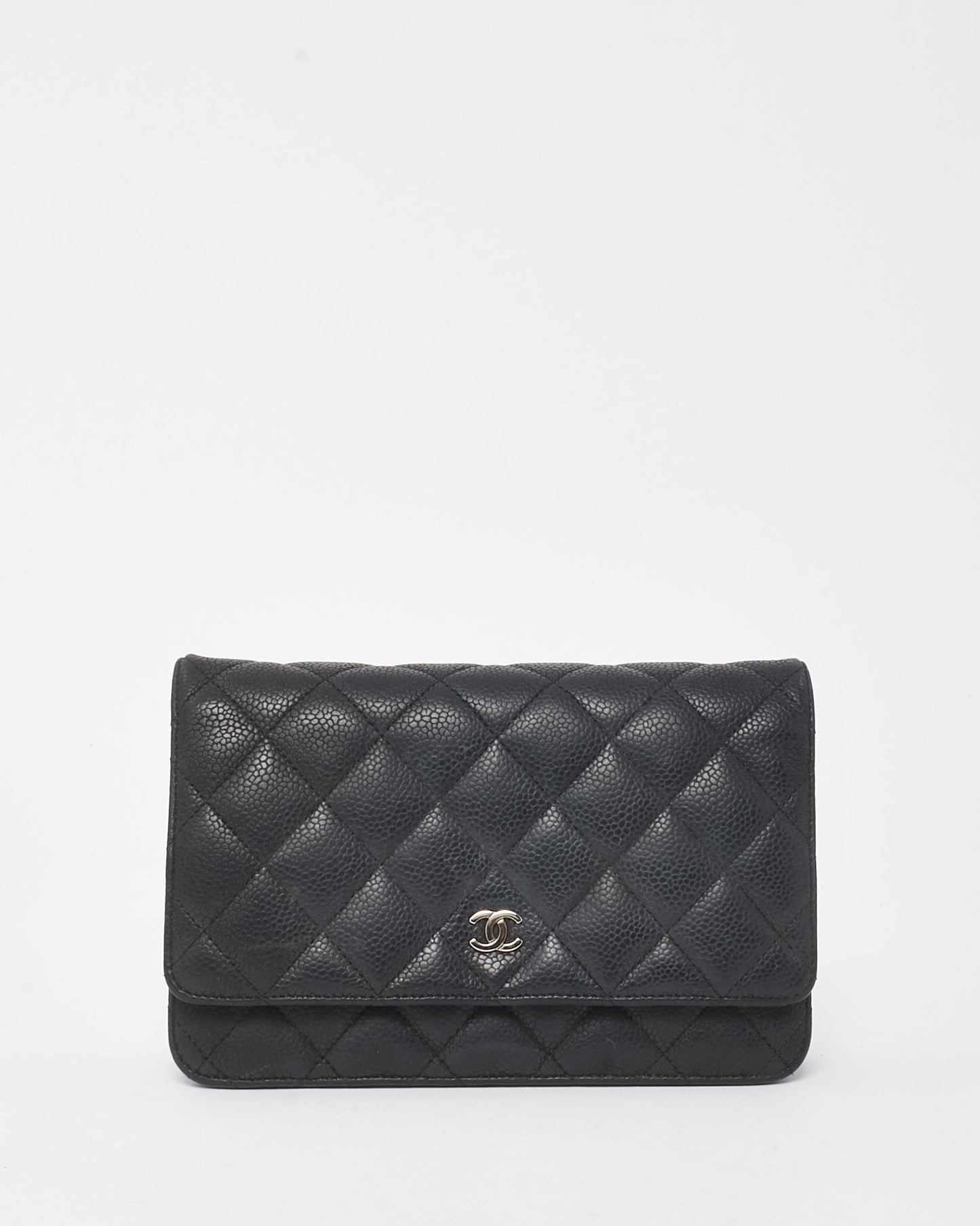 Chanel Black Quilted Caviar Leather WOC Wallet on Chain Crossbody Bag SHW