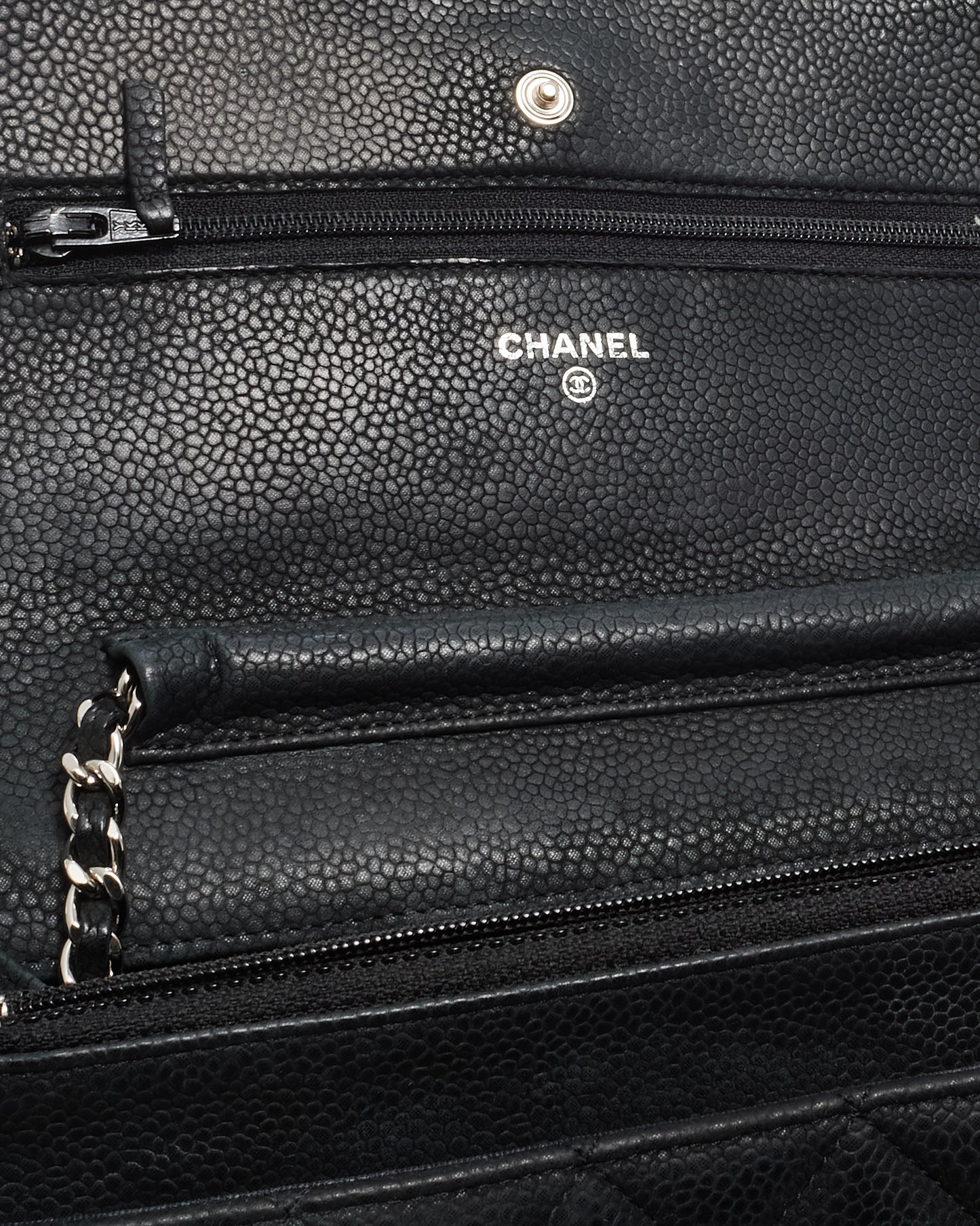 Chanel Black Quilted Caviar Leather WOC Wallet on Chain Crossbody Bag SHW