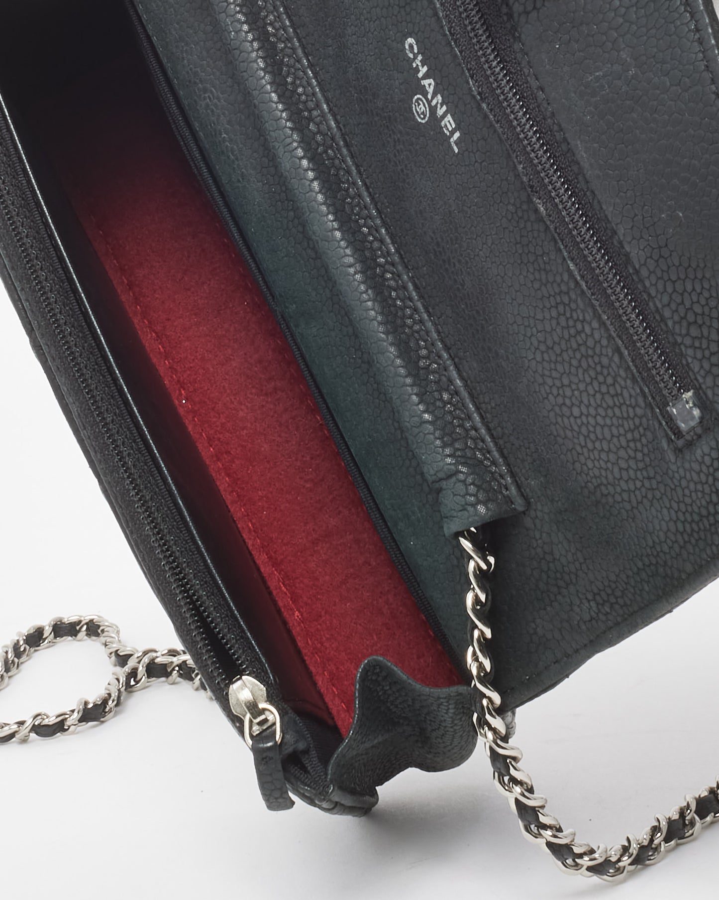 Chanel Black Quilted Caviar Leather WOC Wallet on Chain Crossbody Bag SHW