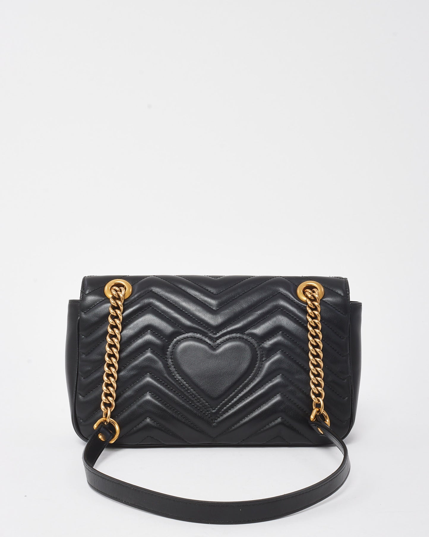 Gucci Black Matelassé Leather Medium GG Marmont Shoulder Bag