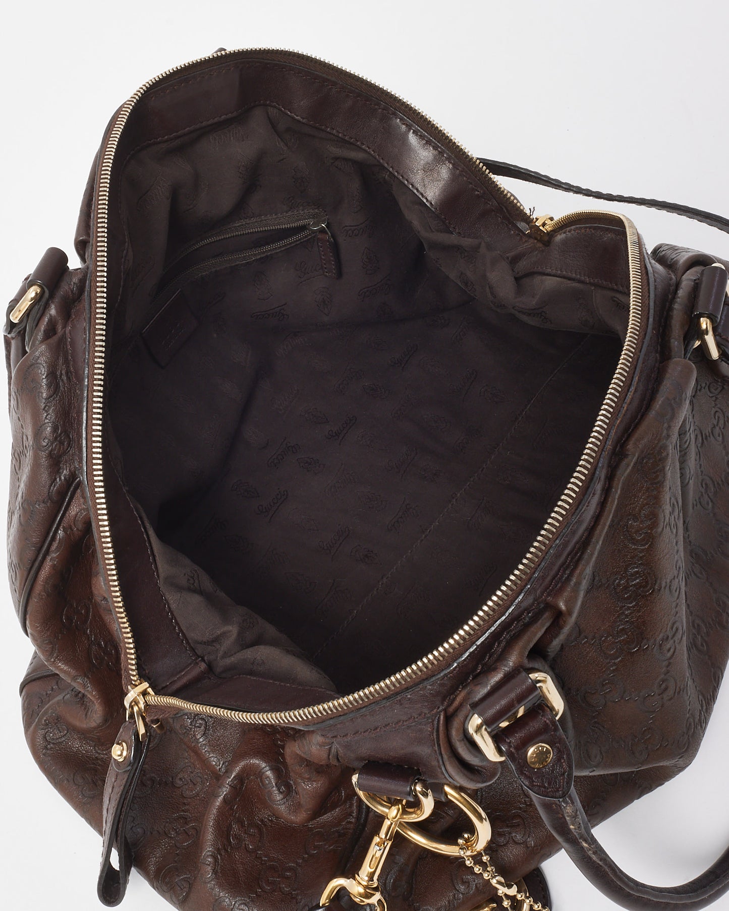 Gucci Brown Signature GG Monogram Leather Medium Sukey Boston Shoulder Bag