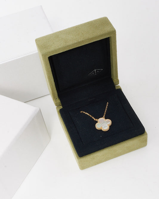 Van Cleef & Arpels 18K Yellow Gold and Mother-of-Pearl Vintage Alhambra Necklace
