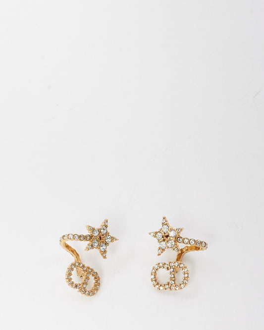 Dior Gold-Finish Metal and White Crystal Rhinestone Clair D Lune Earrings