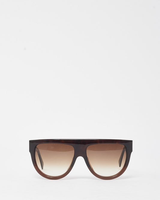 Celine Black and Brown Havana CL41026/S Shadow Flat Top Sunglasses