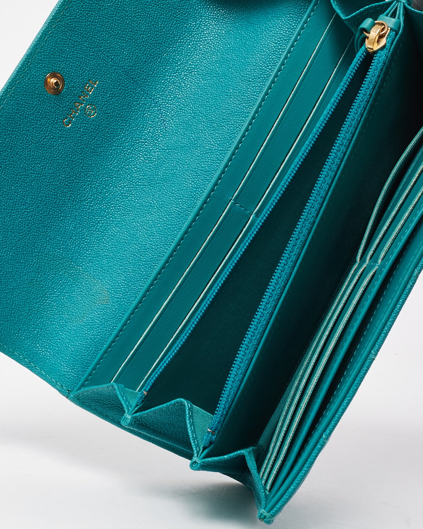 Chanel Blue Caviar Quilted Leather Large Boy Gusset Flap Wallet