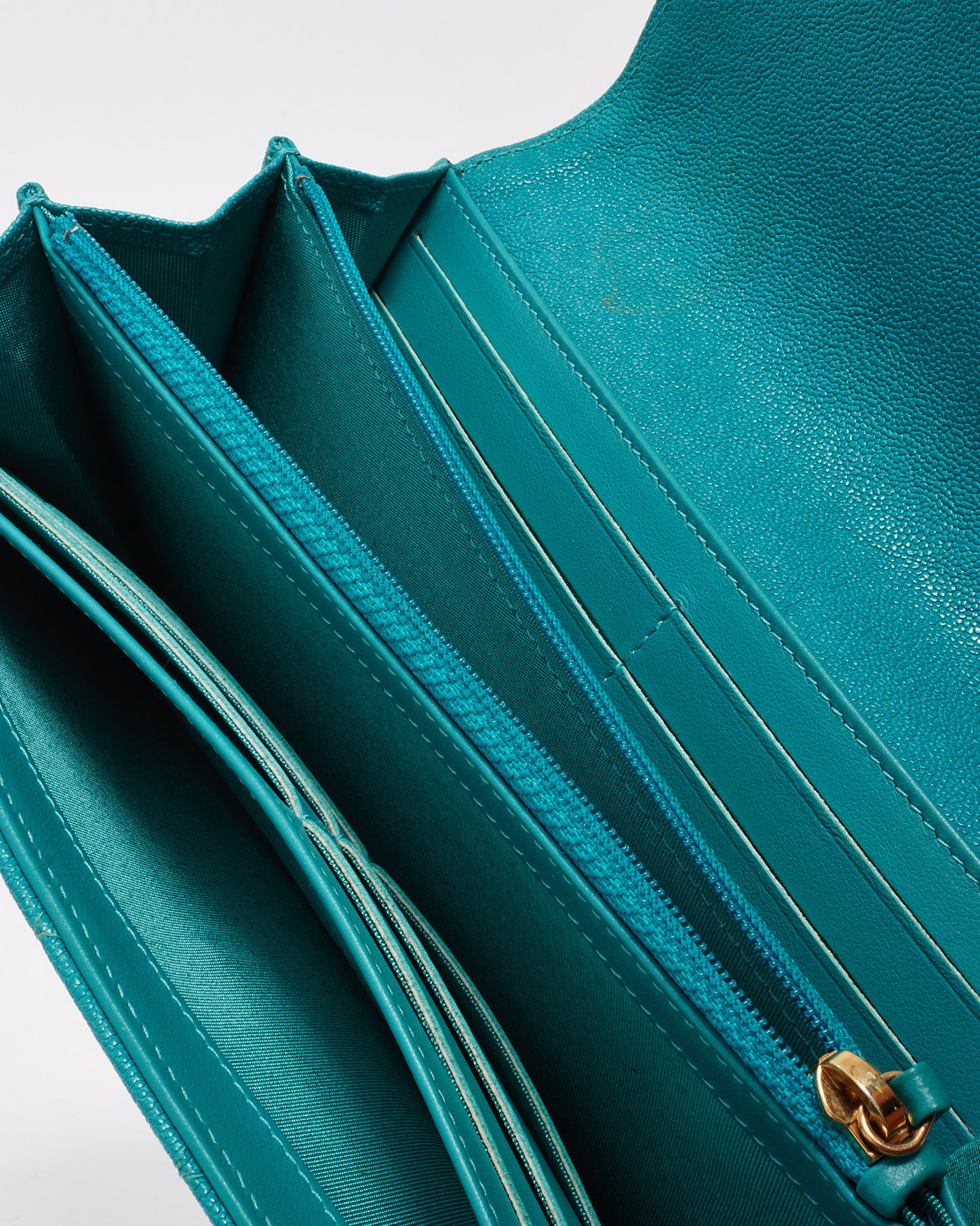 Chanel Blue Caviar Quilted Leather Large Boy Gusset Flap Wallet