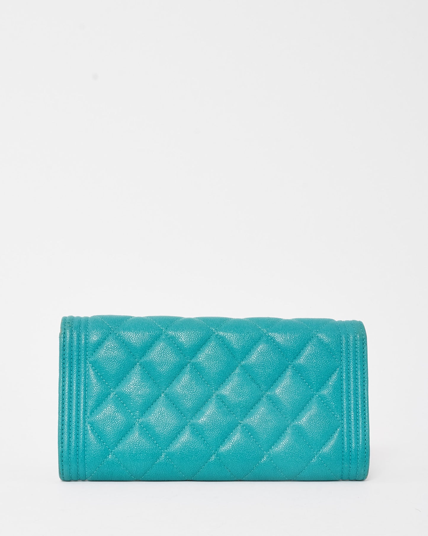 Chanel Blue Caviar Quilted Leather Large Boy Gusset Flap Wallet