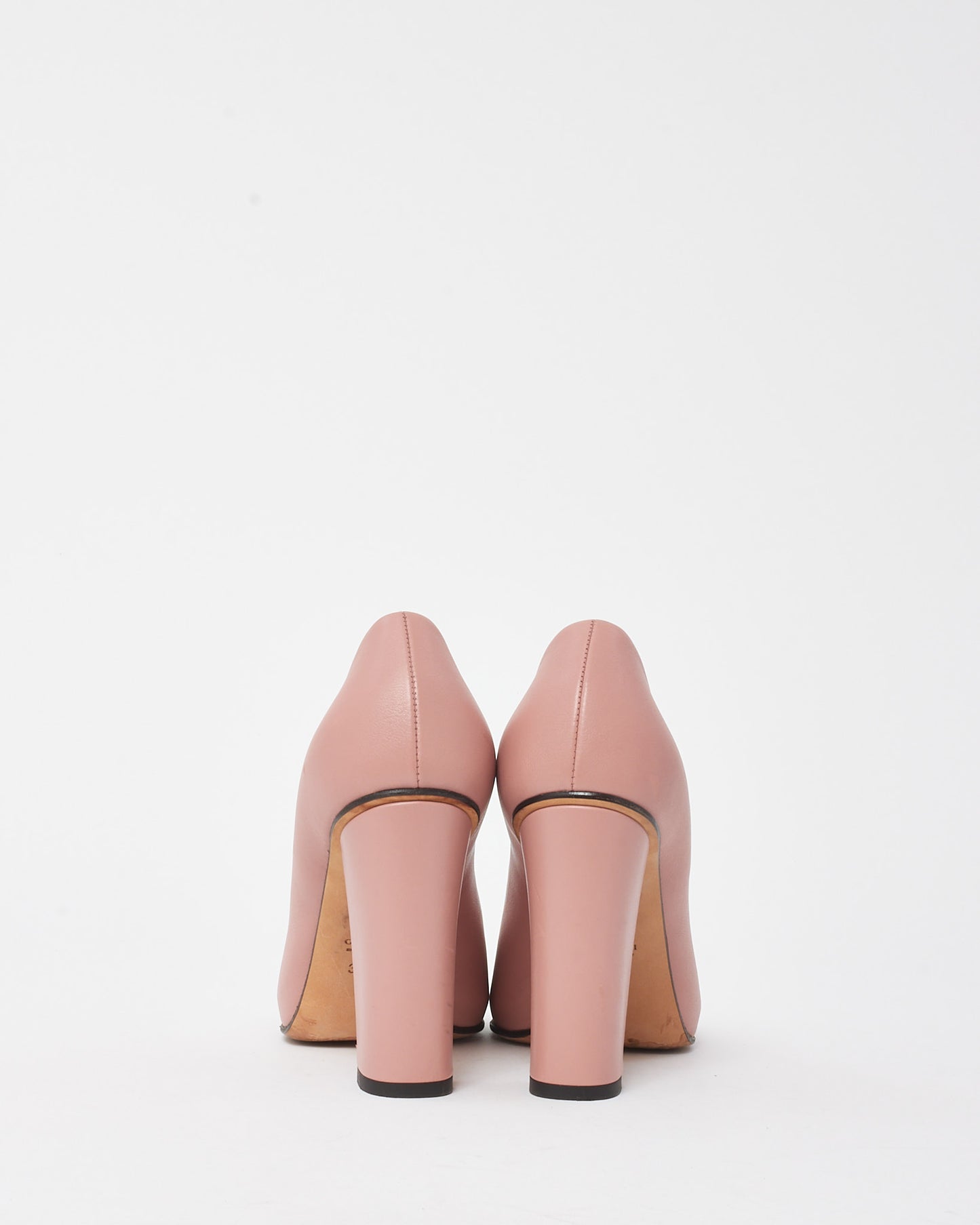 Gucci Light Pink Leather Block Heel Horsebit Pumps - 37.5