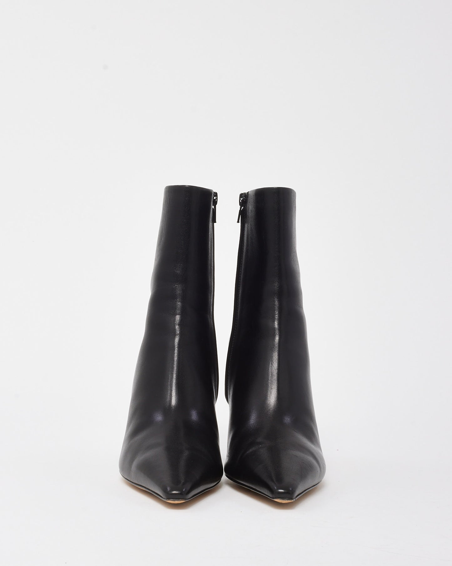 Bottega Veneta Black Leather Pointed Toe Wedge Ankle Boots - 40