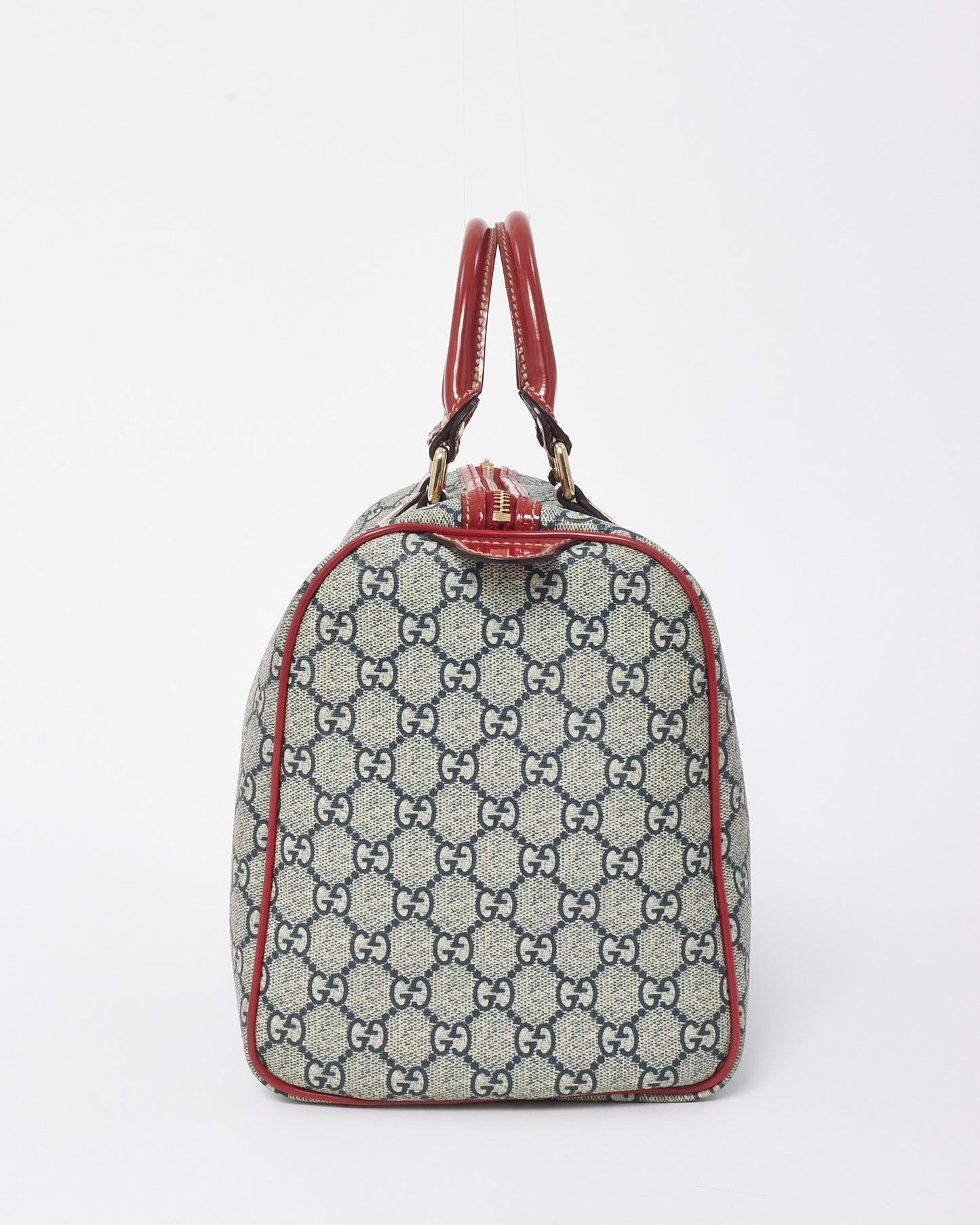 Gucci Blue/Red Monogram GG Coated Canvas Tattoo Heart Medium Joy Boston Bag