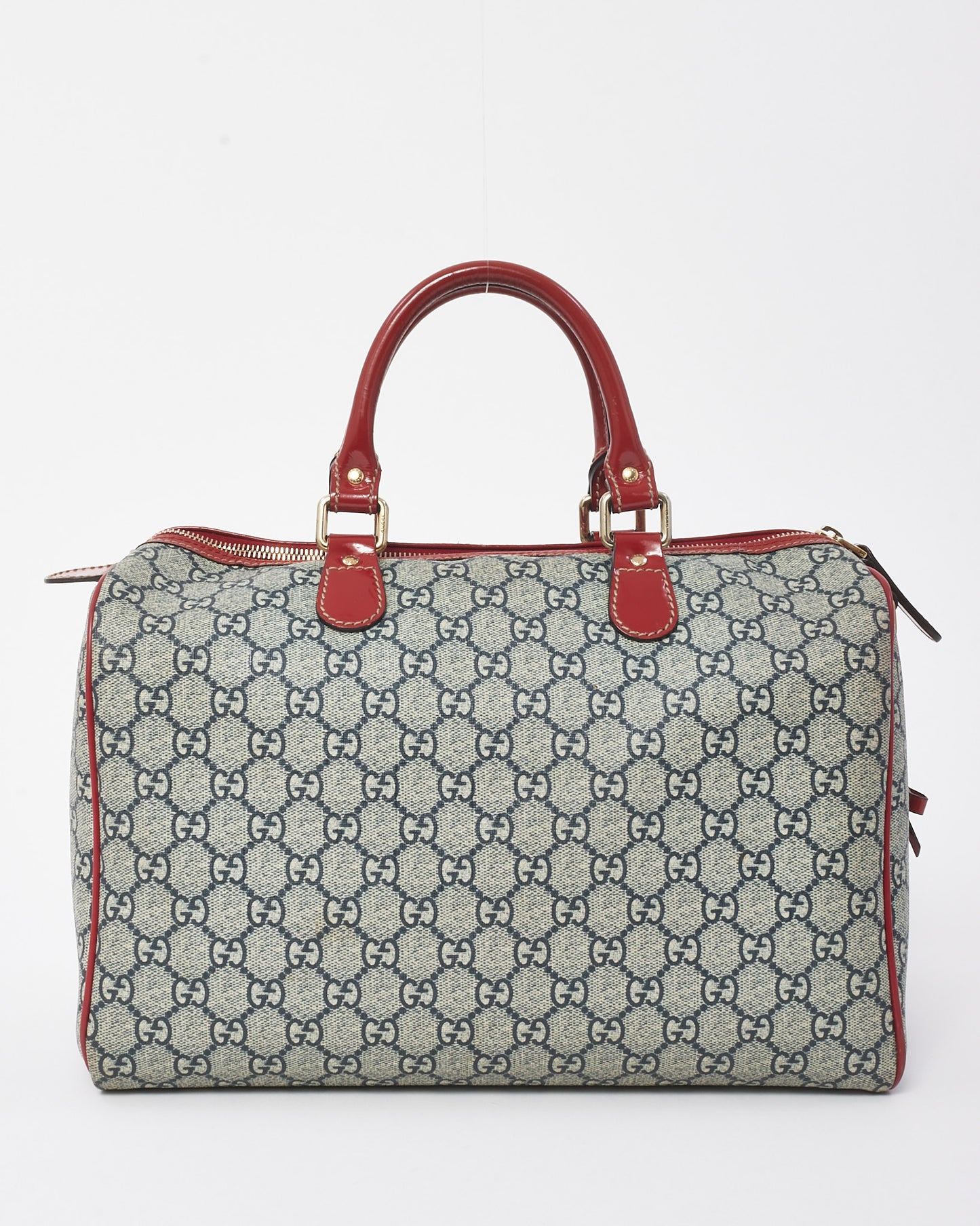 Gucci Blue/Red Monogram GG Coated Canvas Tattoo Heart Medium Joy Boston Bag