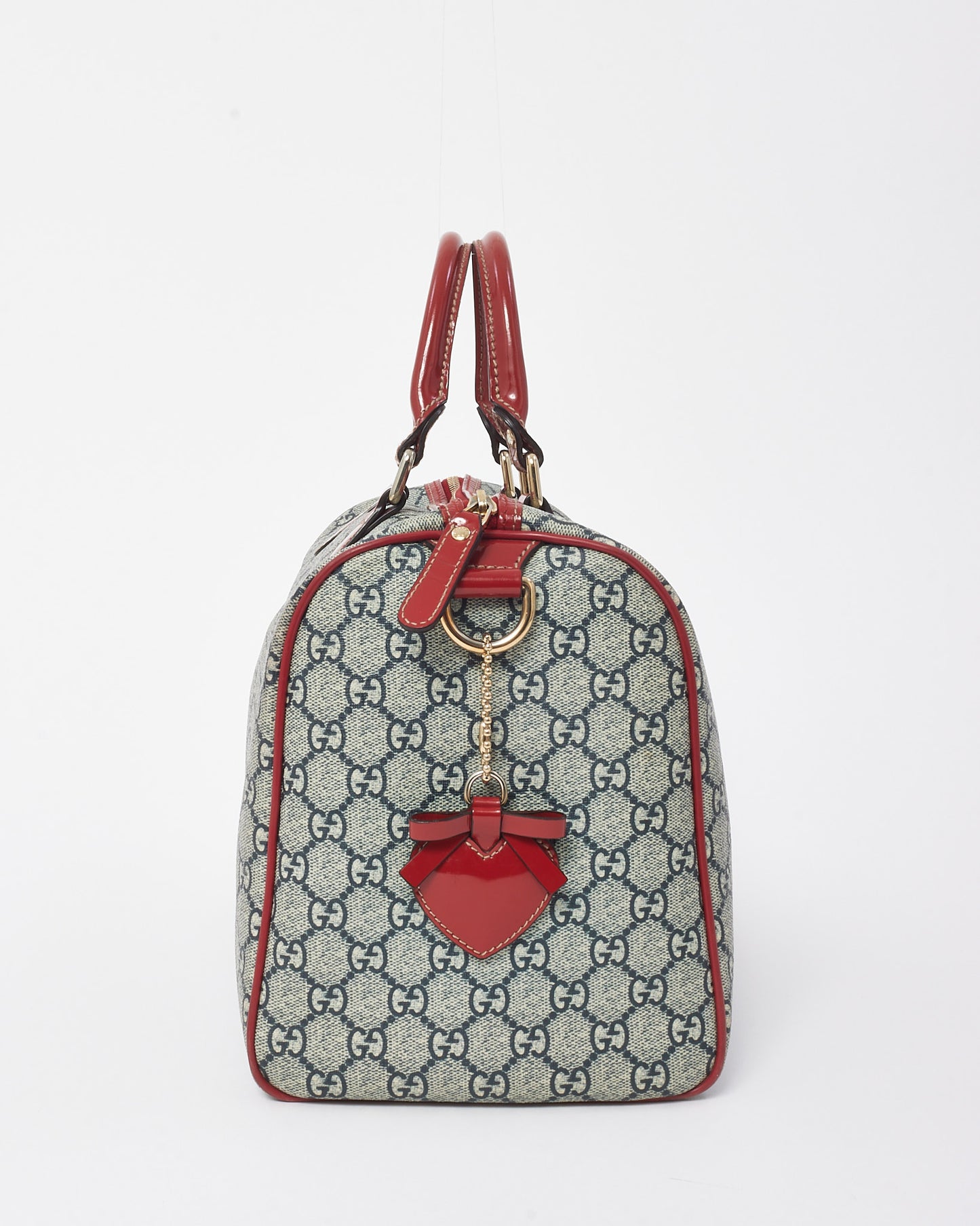 Gucci Blue/Red Monogram GG Coated Canvas Tattoo Heart Medium Joy Boston Bag