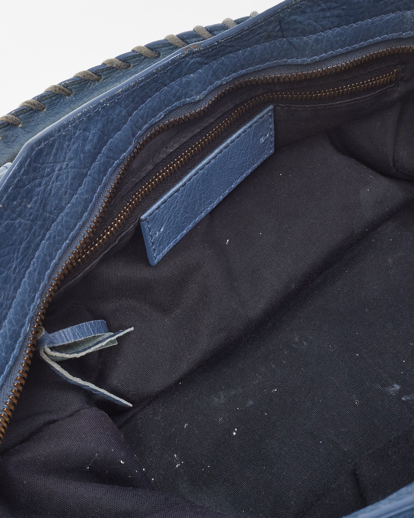 Balenciaga Blue Persian Lambskin Leather Motorcycle City Bag