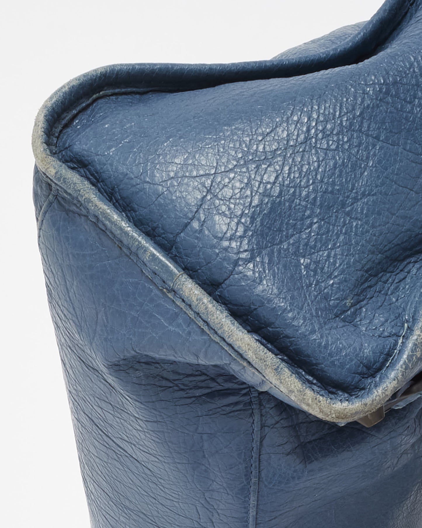 Balenciaga Blue Persian Lambskin Leather Motorcycle City Bag