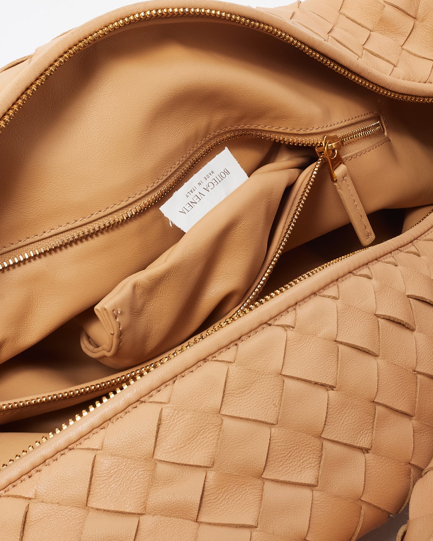 Bottega Veneta Beige Intrecciato Leather Medium Jodie Shoulder Bag