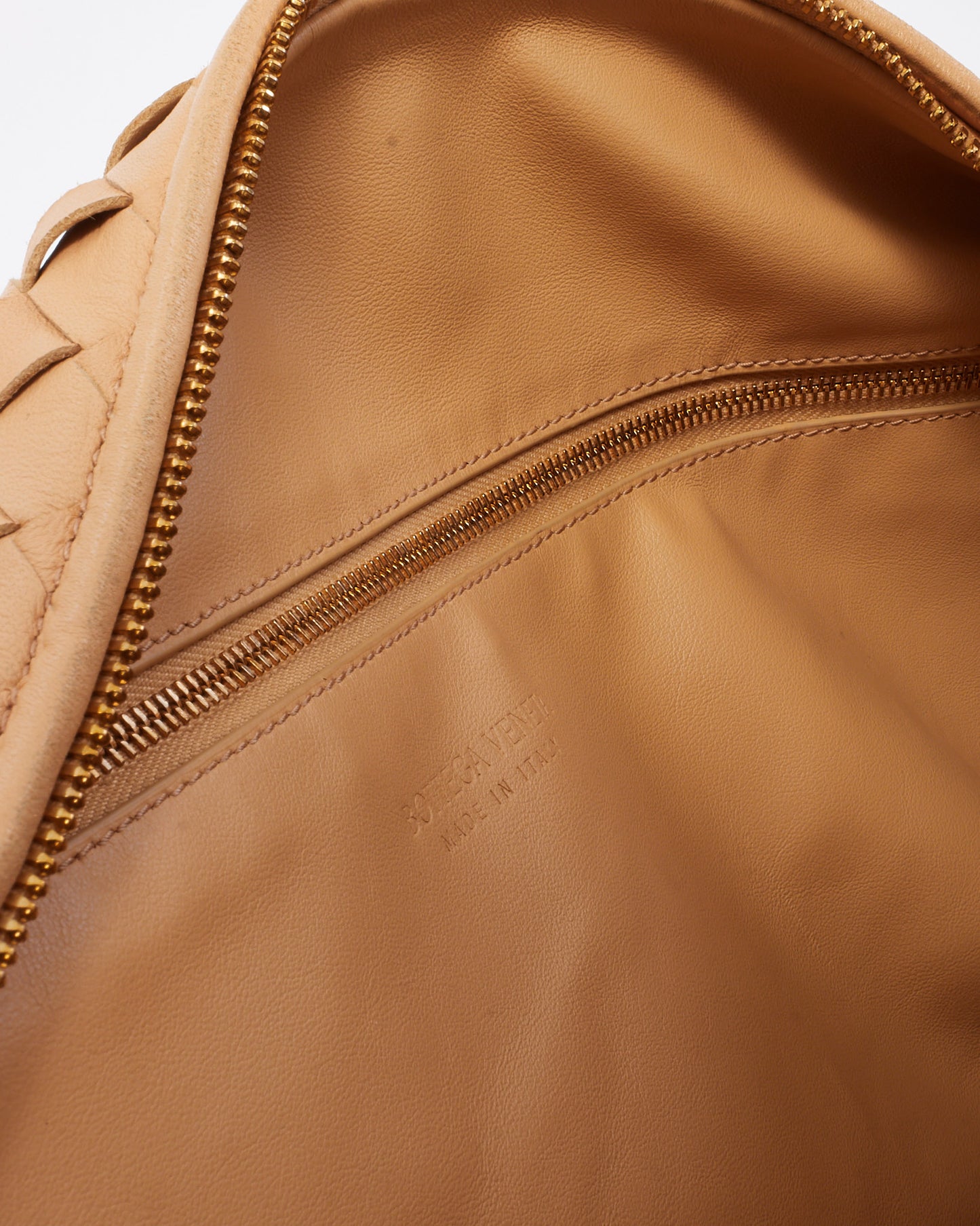 Bottega Veneta Beige Intrecciato Leather Medium Jodie Shoulder Bag