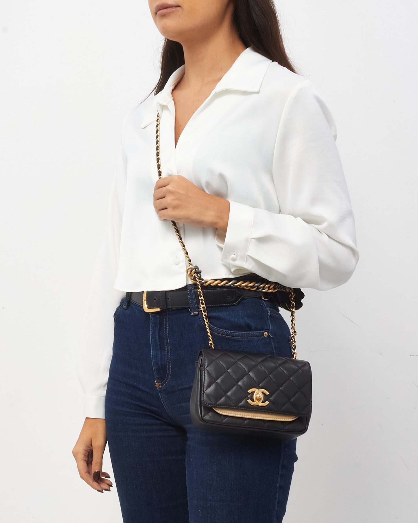 Chanel Black Quilted Lambskin Leather Private Affair Mini Camellia Flap Bag