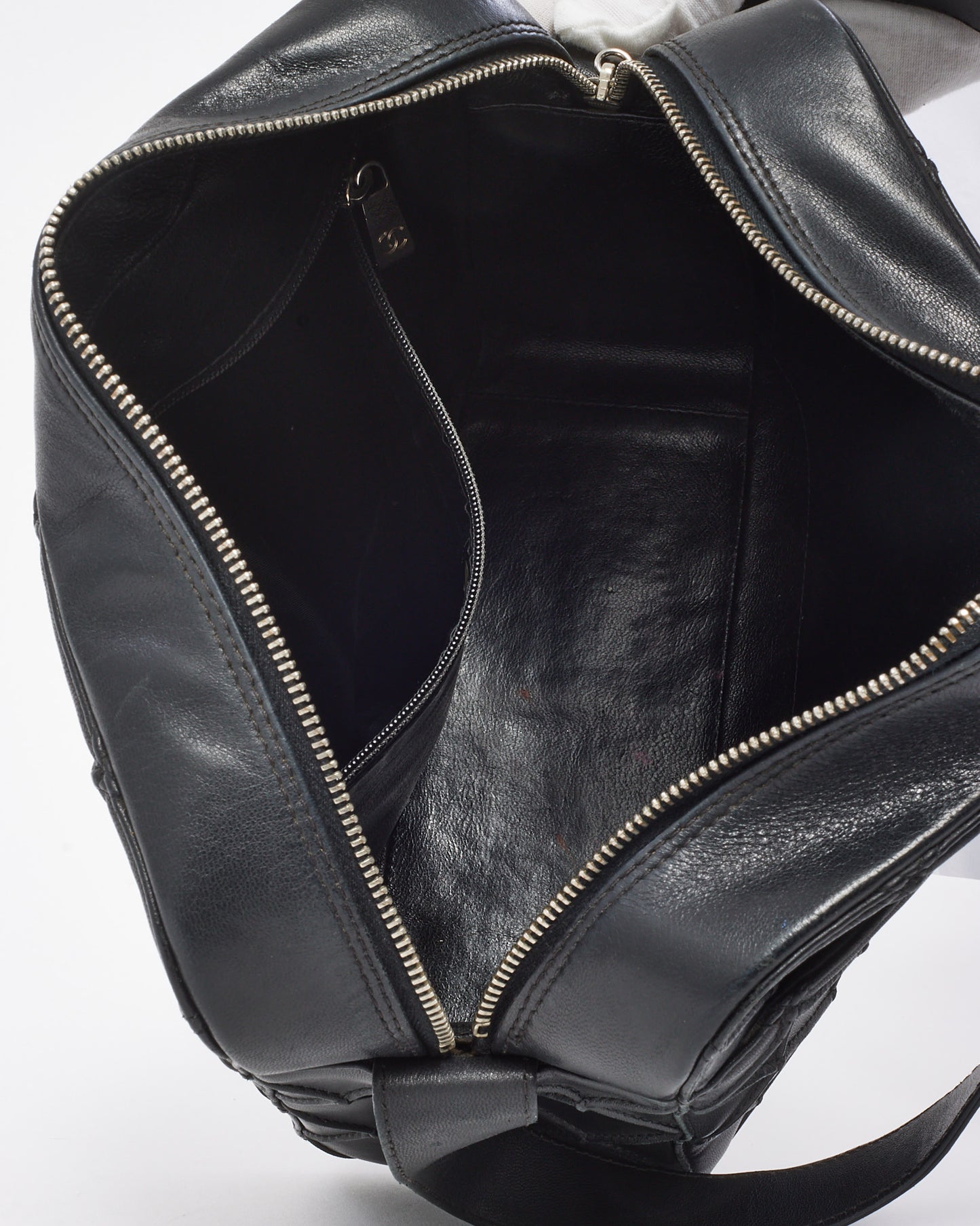 Chanel Vintage Quilted Calfskin Leather Square Shoulder Bag with Logo Zipper