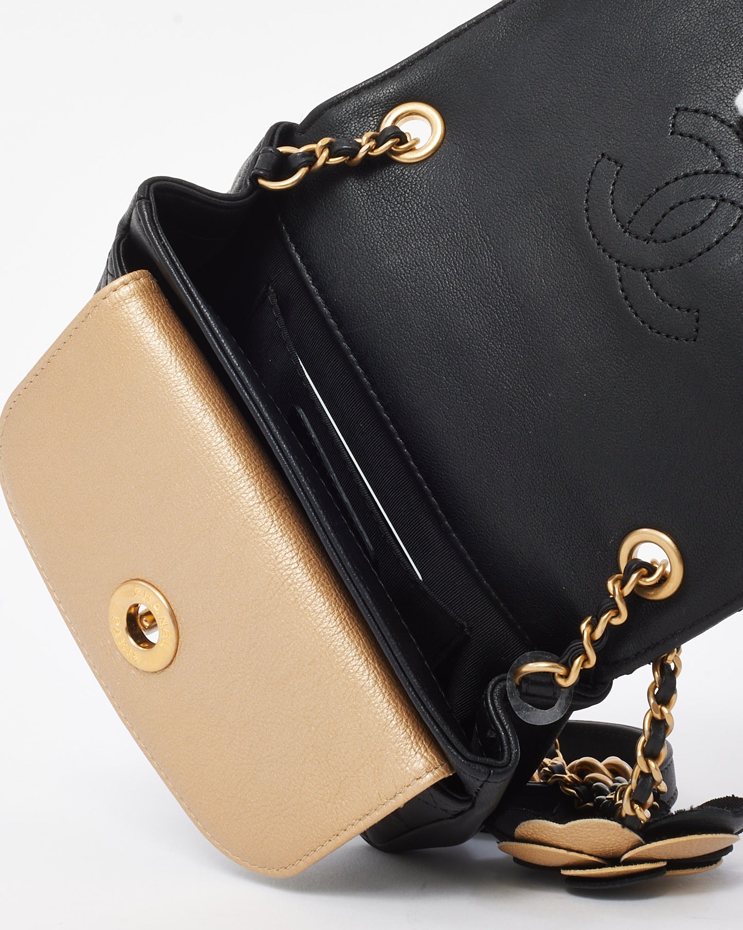 Chanel Black Quilted Lambskin Leather Private Affair Mini Camellia Flap Bag