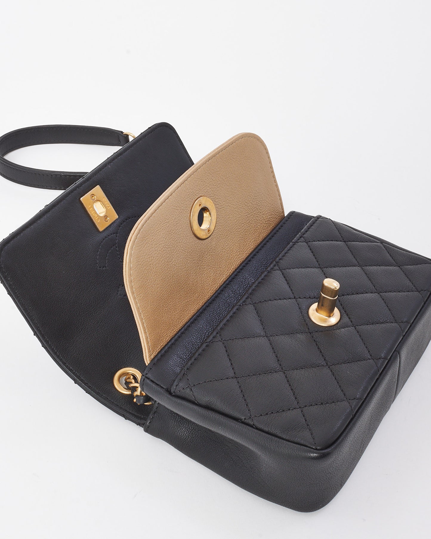 Chanel Black Quilted Lambskin Leather Private Affair Mini Camellia Flap Bag