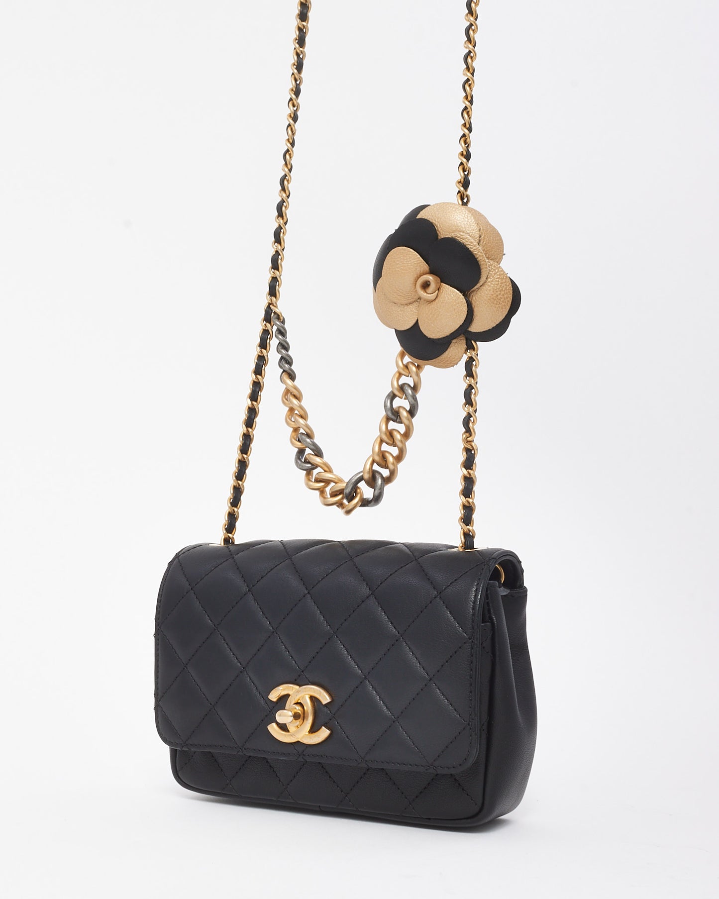 Chanel Black Quilted Lambskin Leather Private Affair Mini Camellia Flap Bag