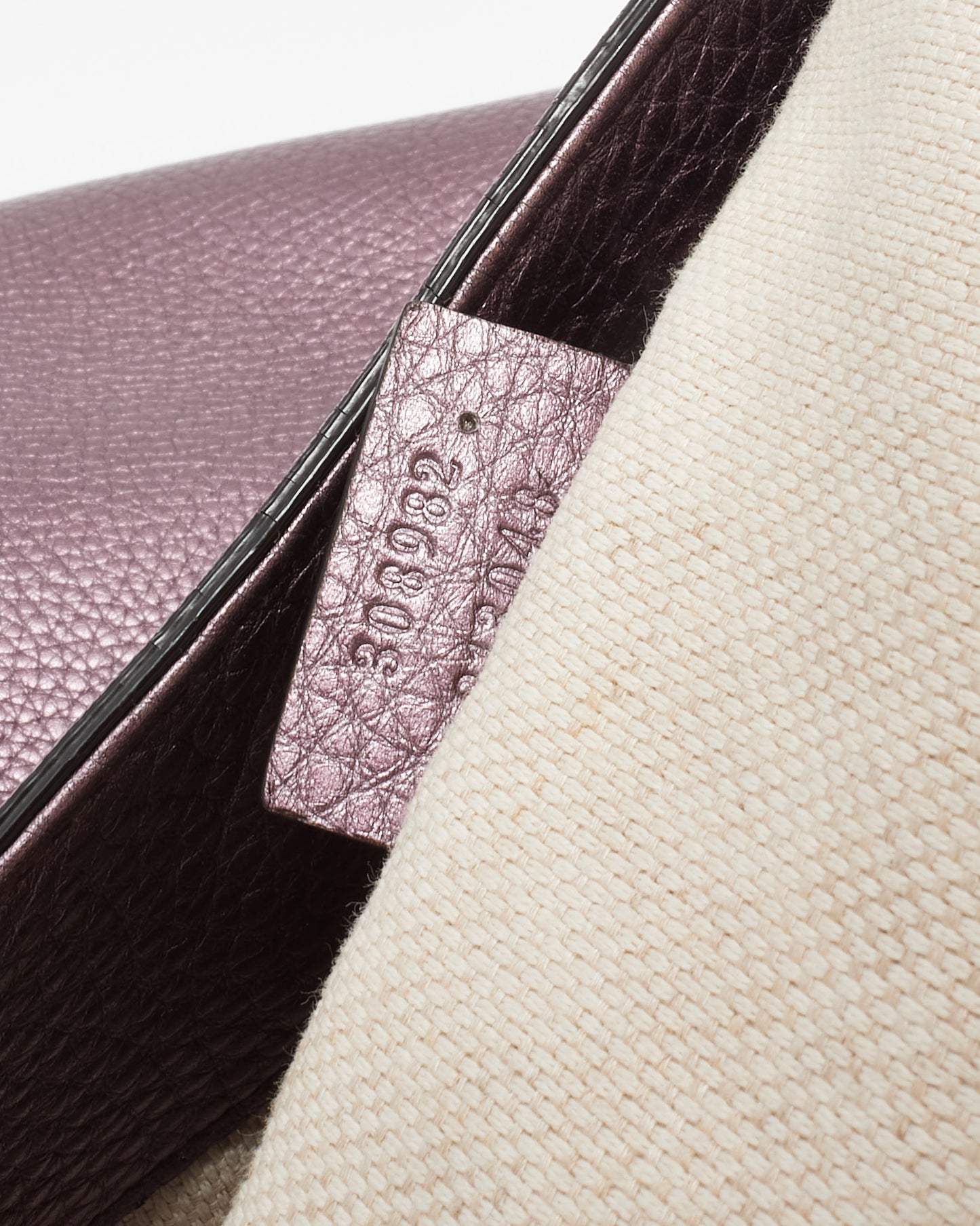 Gucci Metallic Purple Pebbled Leather GG Soho Chain Shoulder Bag