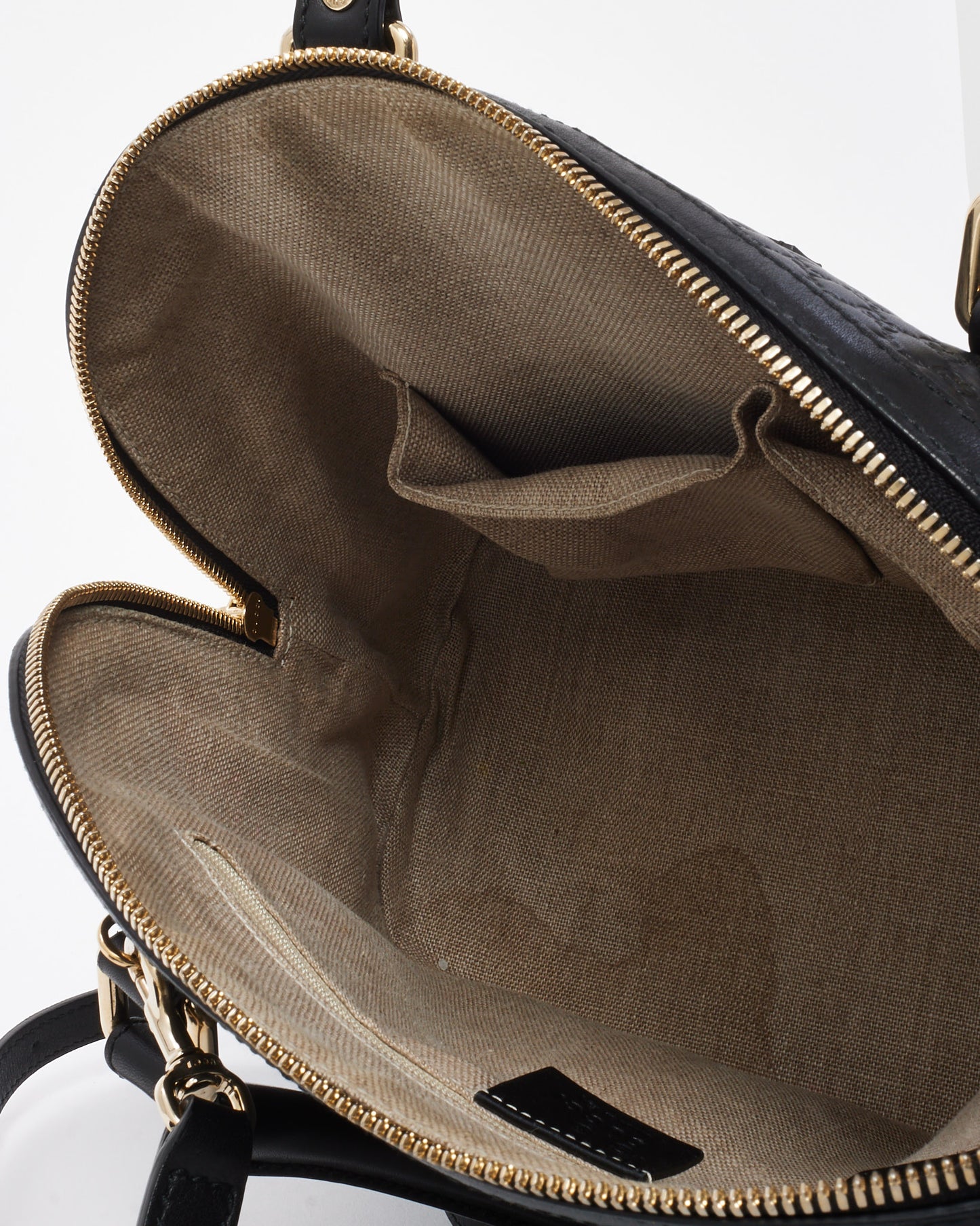 Gucci Black Monogram GG Microguccissima Leather Medium Dome 2Way Bag with Strap