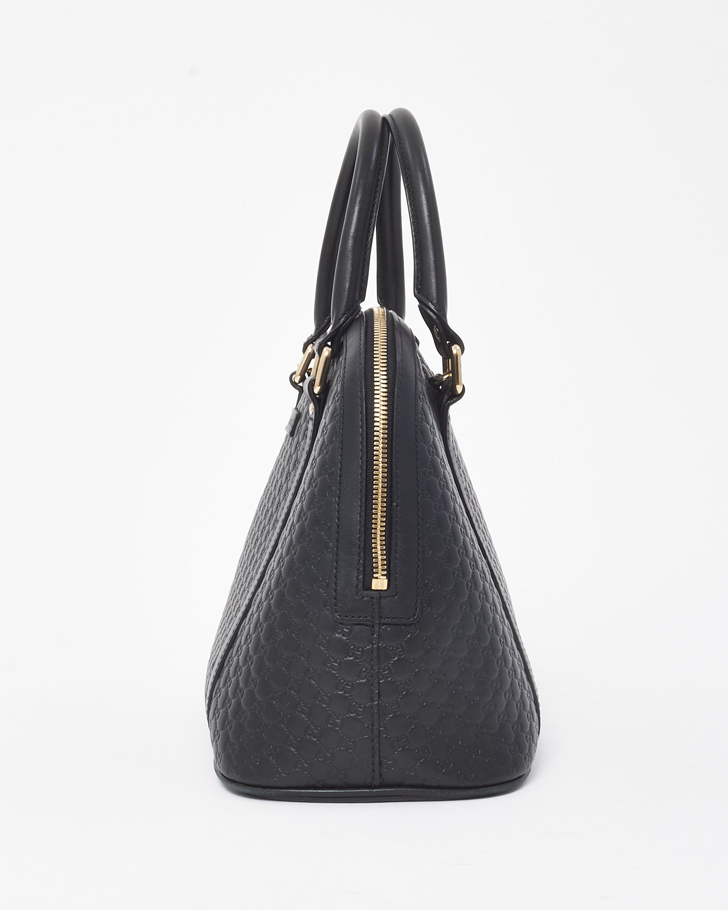 Gucci Black Monogram GG Microguccissima Leather Medium Dome 2Way Bag with Strap