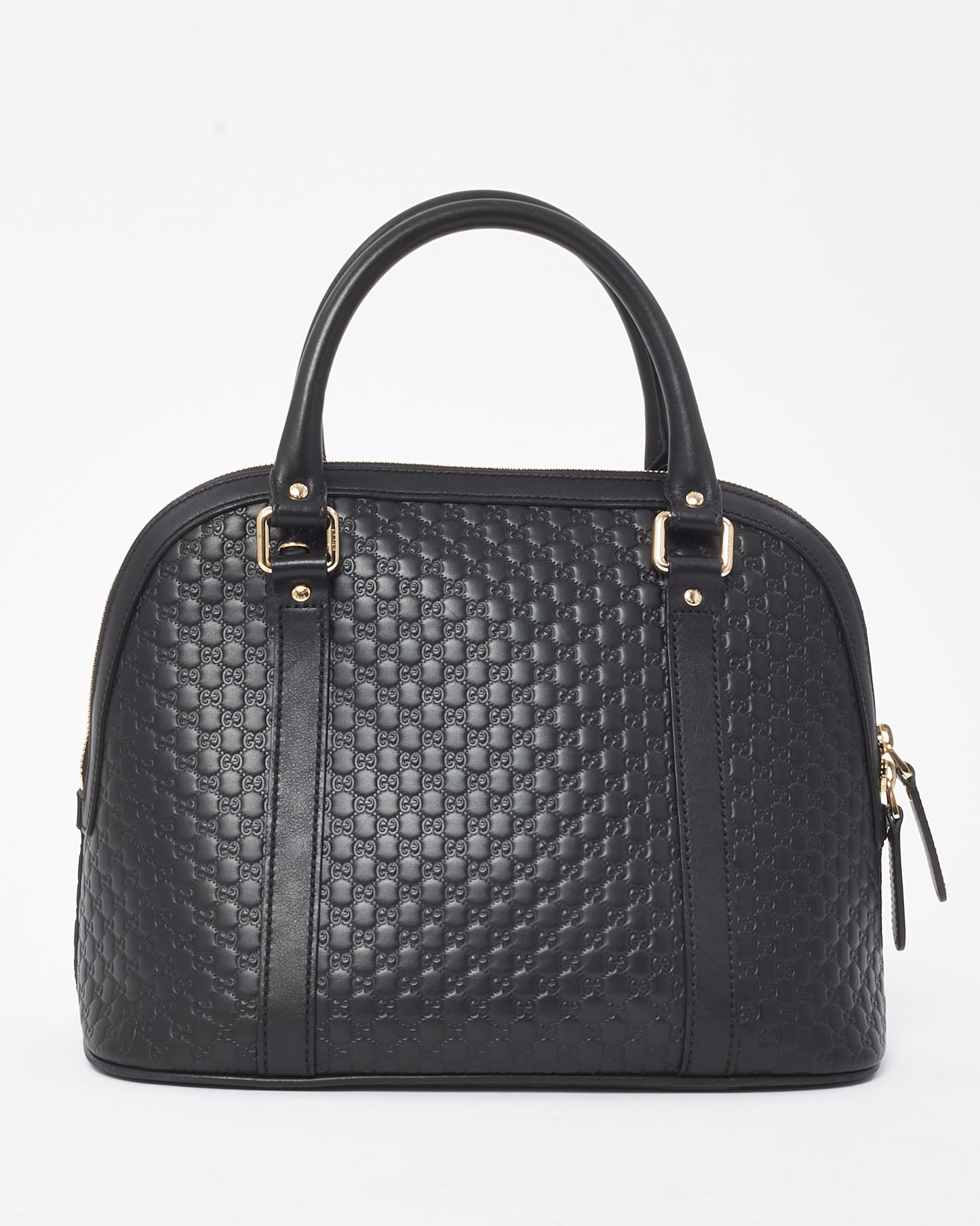 Gucci Black Monogram GG Microguccissima Leather Medium Dome 2Way Bag with Strap