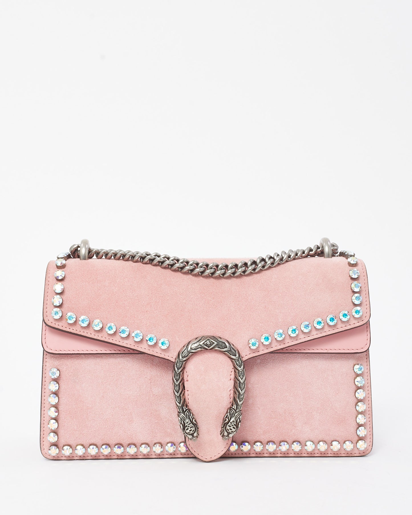 Gucci Pink Suede and Crystal Small Dionysus Shoulder Bag