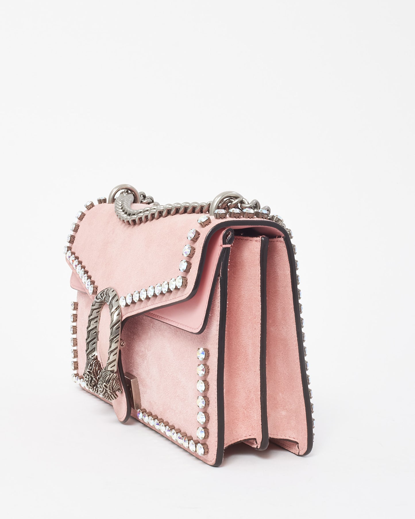 Gucci Pink Suede and Crystal Small Dionysus Shoulder Bag