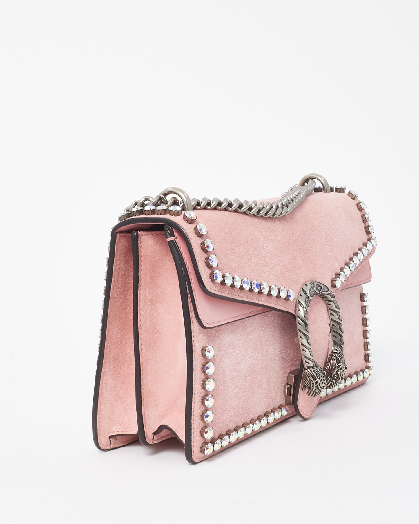 Gucci Pink Suede and Crystal Small Dionysus Shoulder Bag